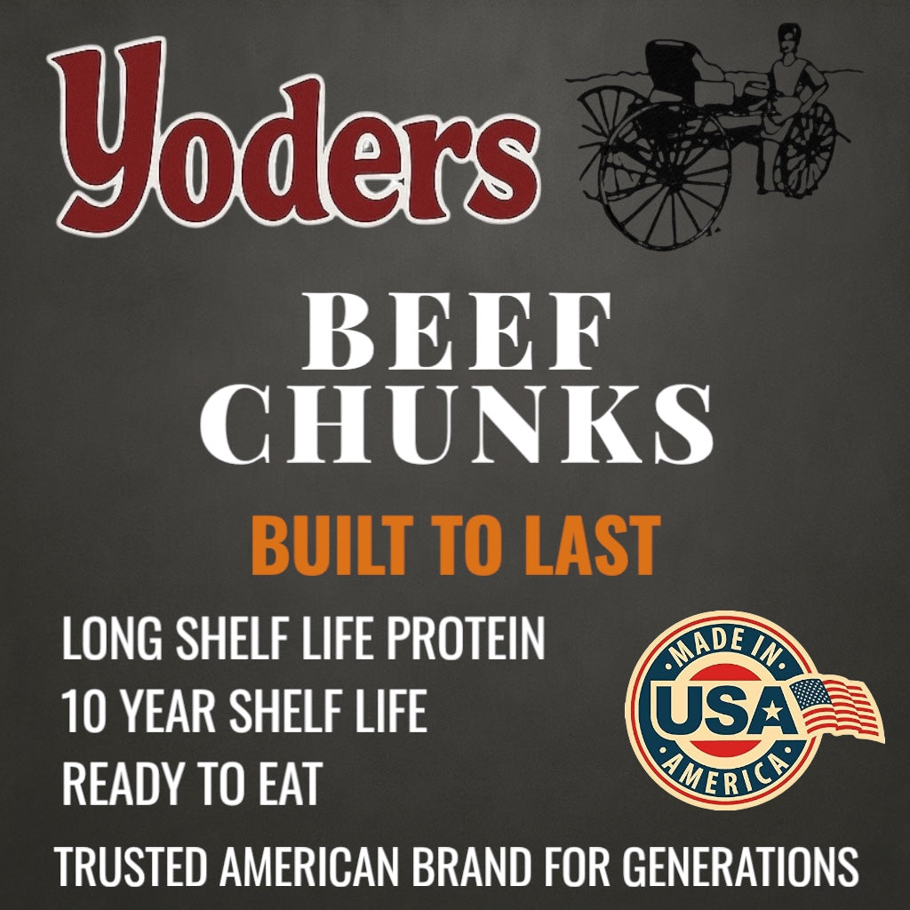 Yoder’s Canned Beef Chunks | 28 oz can | Real USA Beef | Fully Cooked | Shelf Stable Survival Food | 10+ Year Shelf Life | Ready to Eat | Ideal for Prepping, Storage & Camping