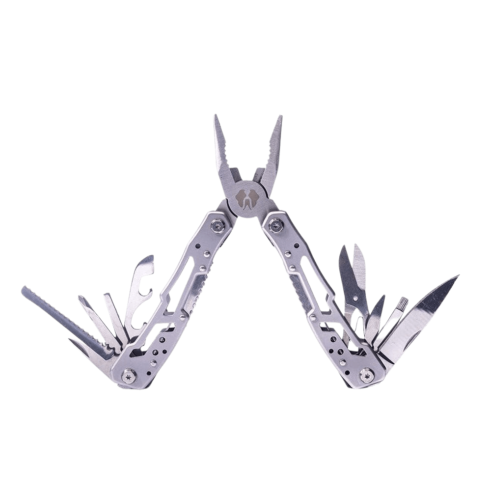 Multitool with pliers, saw, screwdrivers, scissors, and knife for family emergency preparedness