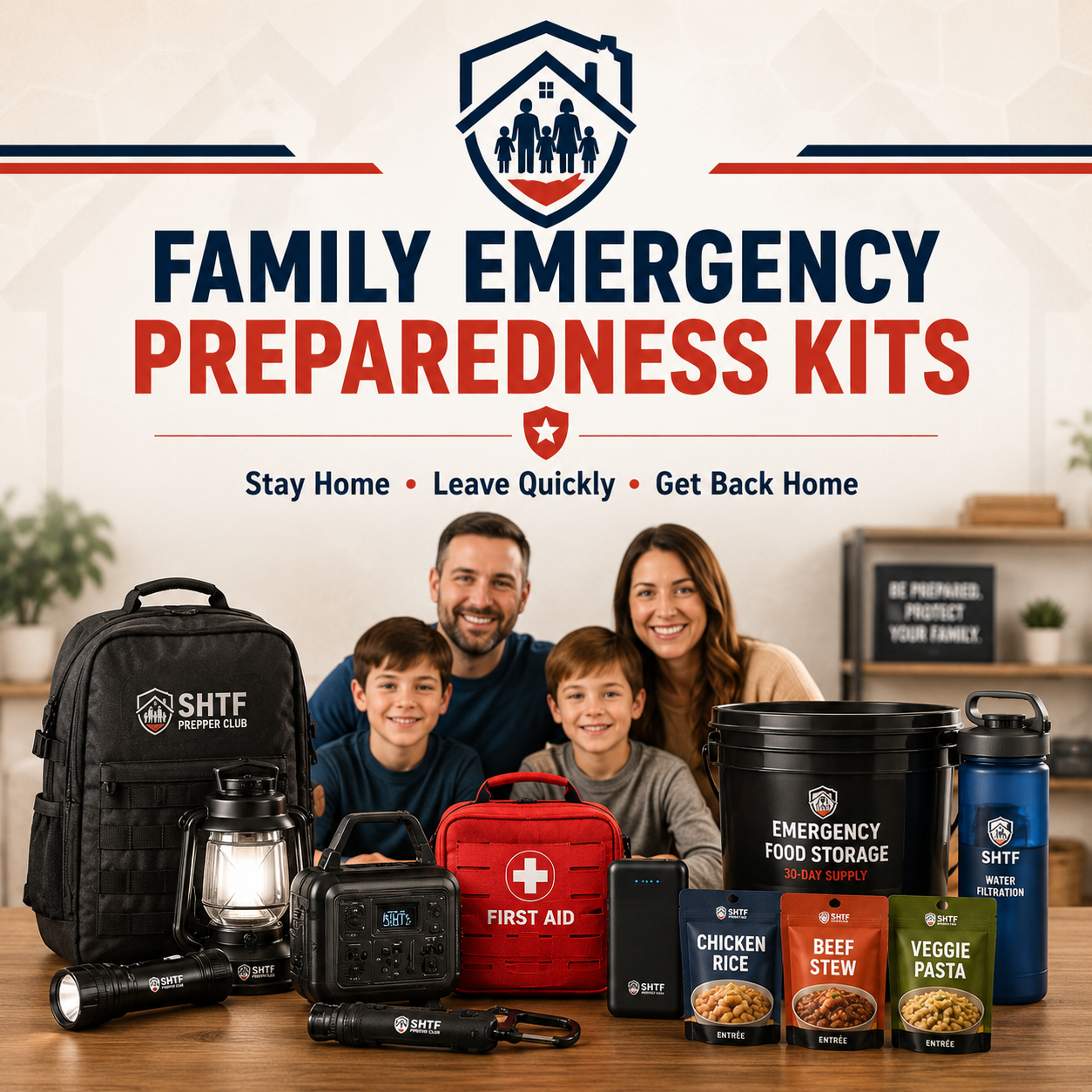 Family emergency preparedness guide with go or stay plans and trusted solutions