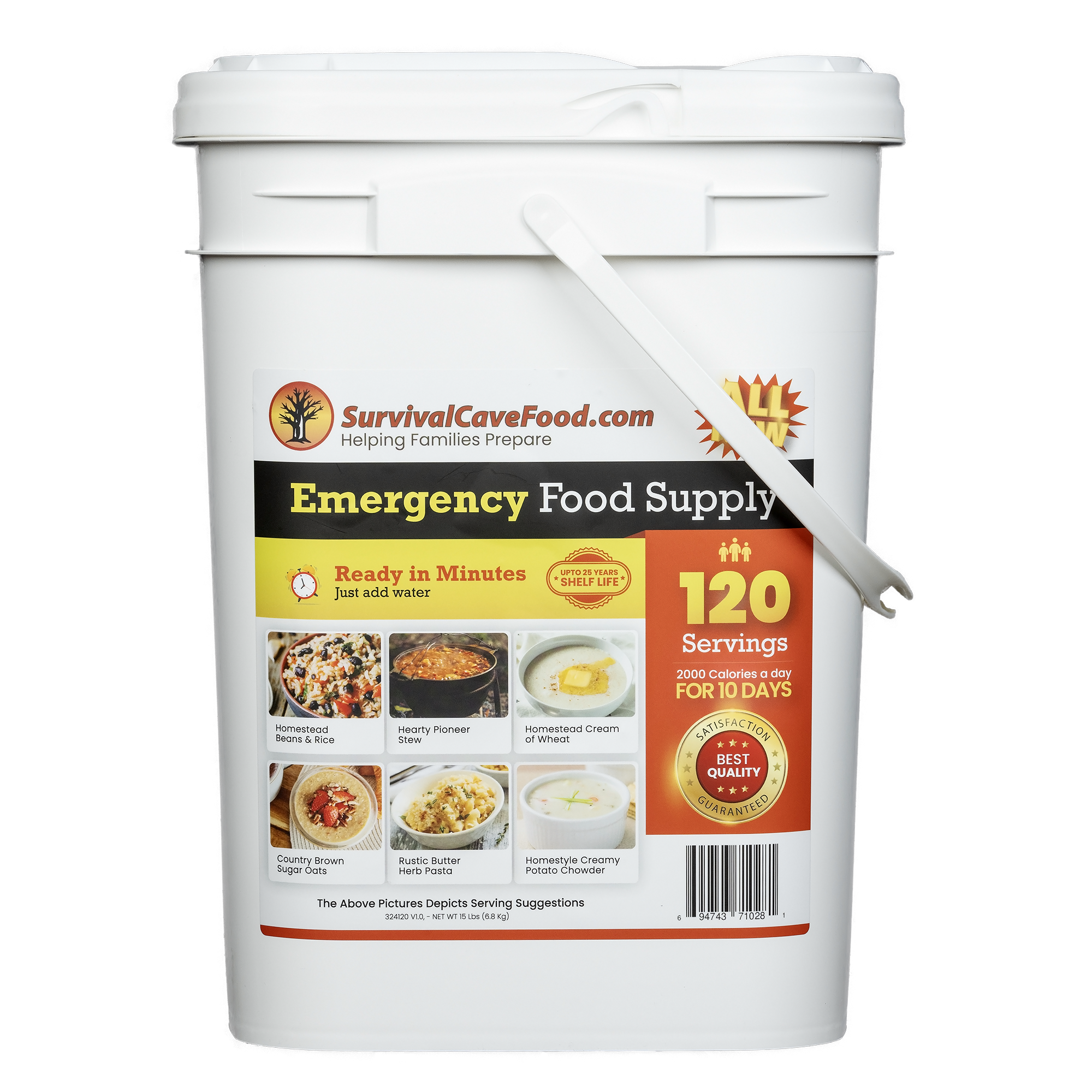 Survival Cave Ultimate 120-Serving Emergency Meal Kit | 25-Year Shelf Life | High-Calorie Survival Food Made in USA