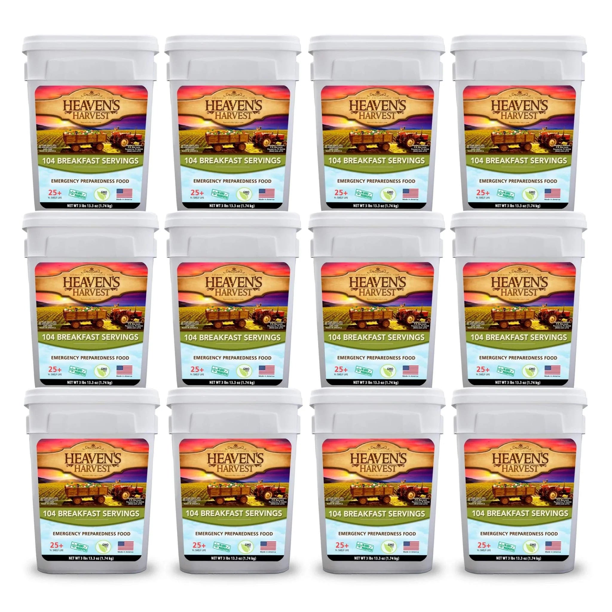 Heaven's Harvest 12 Month Combo Kit with 36 buckets of emergency food supplies for one year