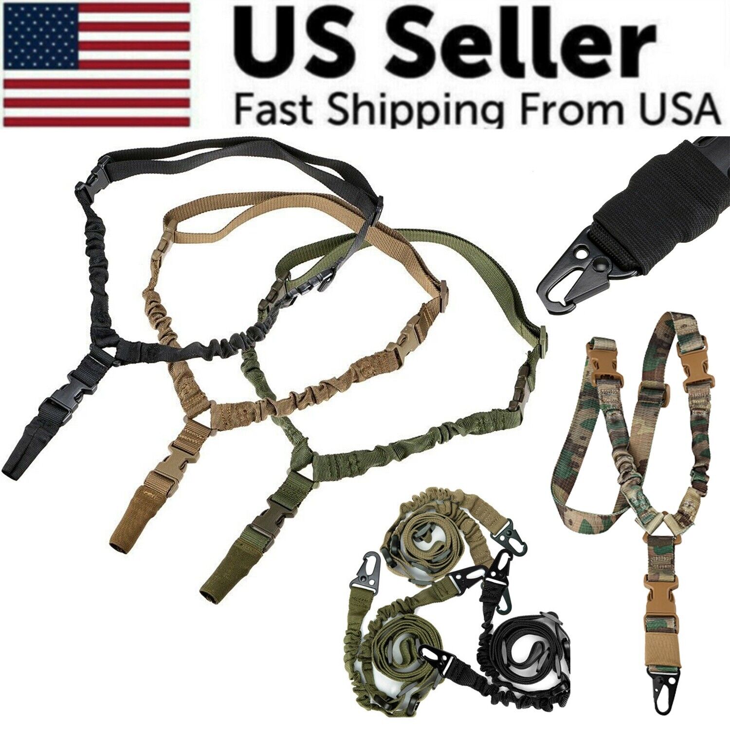 Heavy Duty Tactical Single Point Rifle Sling with QD Buckle
