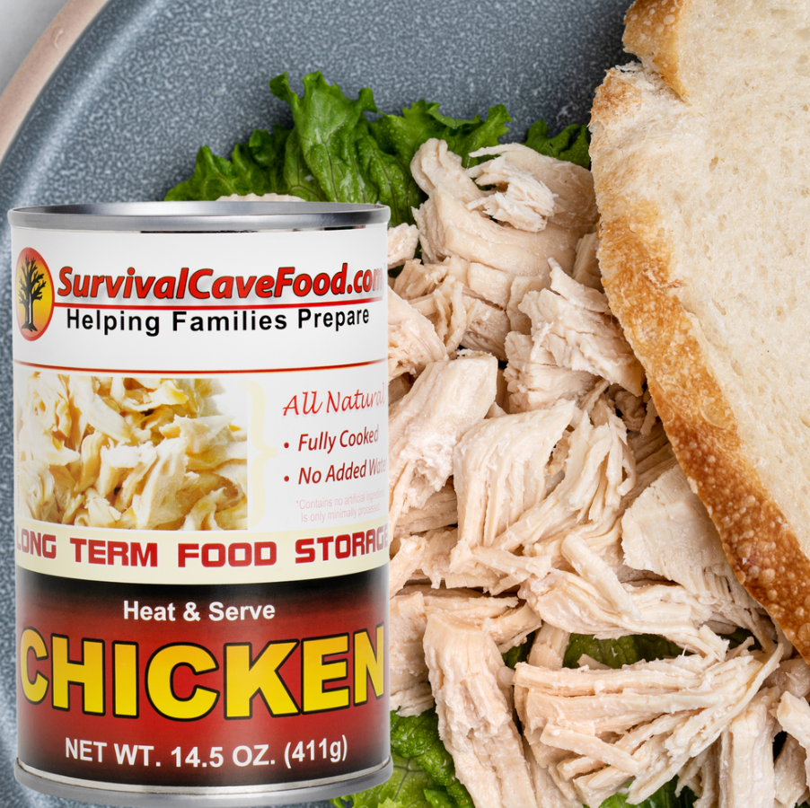 Survival Cave Chicken 12 – 14.5 oz Cans – Ready to Eat Canned Meat