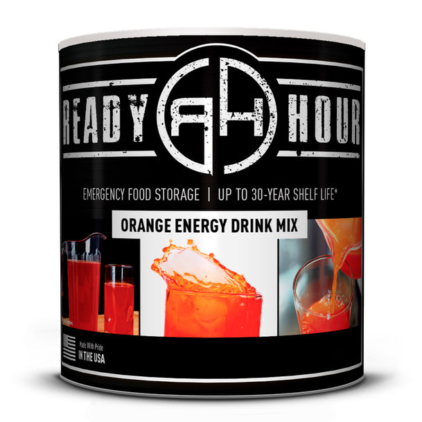 Pack of 6 Ready Hour Orange Energy Drink Mix #10 can (63 servings)