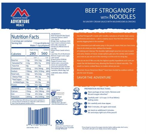 Beef Stroganoff mylar pouch