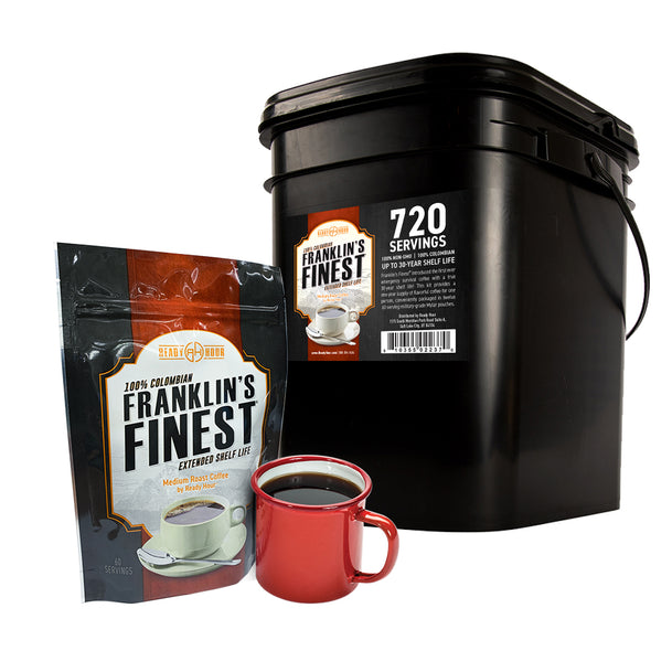 Pack of 3 Franklin’s Finest Survival Coffee by Ready Hour (720 servings, 1 bucket)