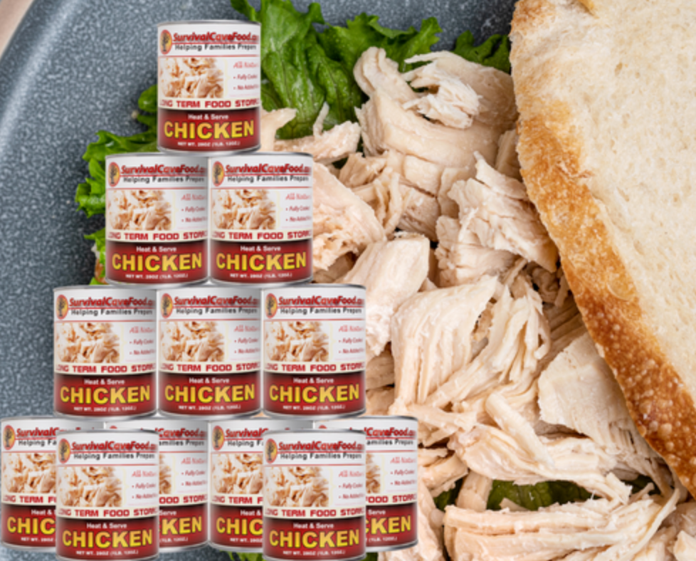 Survival Cave Chicken 12 – 28 oz Cans – Ready to Eat Canned Meat