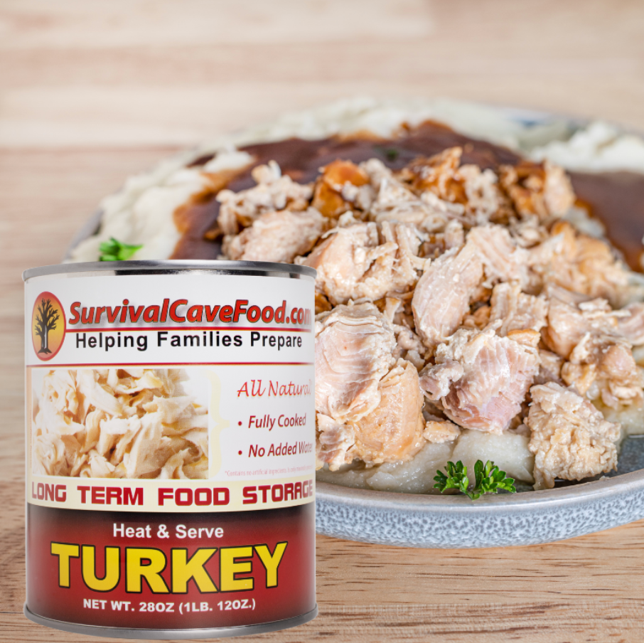 Survival Cave Turkey 12 – 28 oz Cans – Ready to Eat Canned Meat