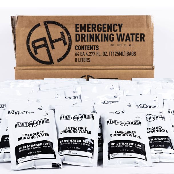 Pack of 6 Ready Hour Emergency Water Pouch Case (64 pouches in each pack)