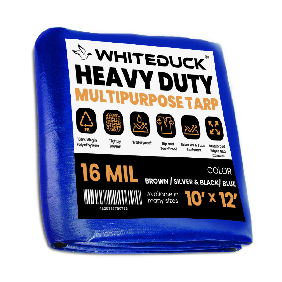 10’ x 12’ super heavy duty poly tarp, extra-reinforced, mold resistant, odorless protection tarp