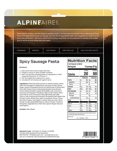 Spicy Sausage Pasta - Cook in the Pouch - 12pk