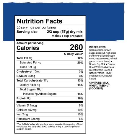 Mountain House Granola w/Blueberries & Milk #10 can