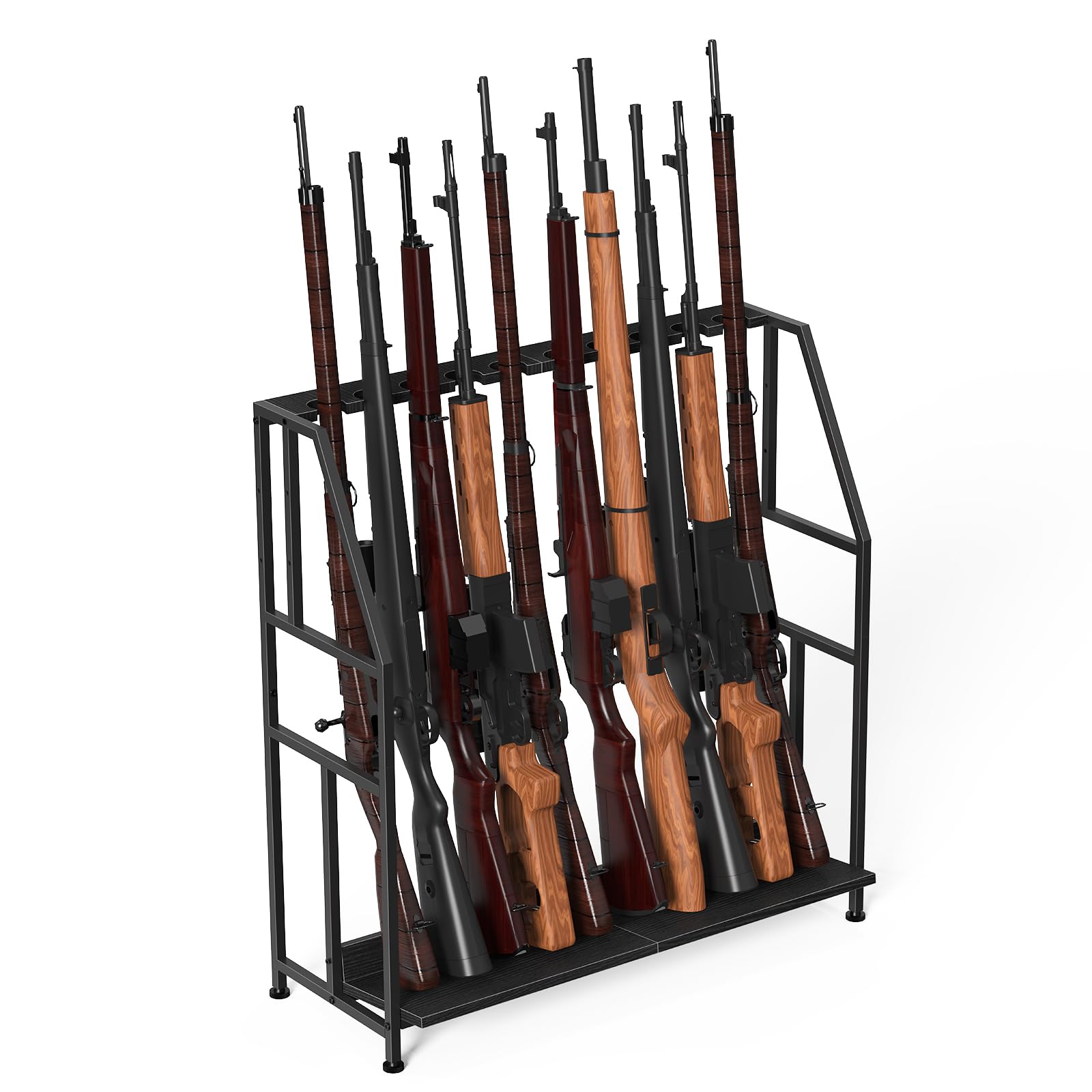 Gun RacksWooden Indoor Rifle RacksFloor Standing Shotgun Rack Indoor Gun Display Rack Storage Holder for Home or Garage Gun Storage Black - Holds up to 10 Long Guns