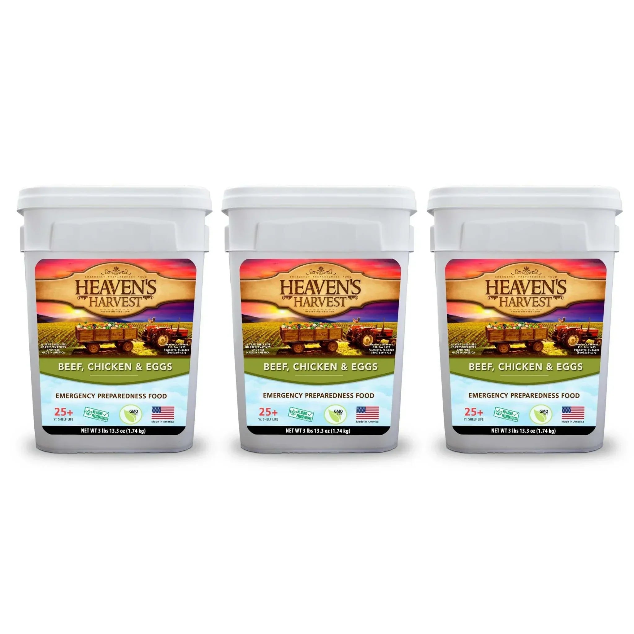 Heaven's Harvest 3 Month Combo Kit emergency food storage with 924 servings in stackable buckets