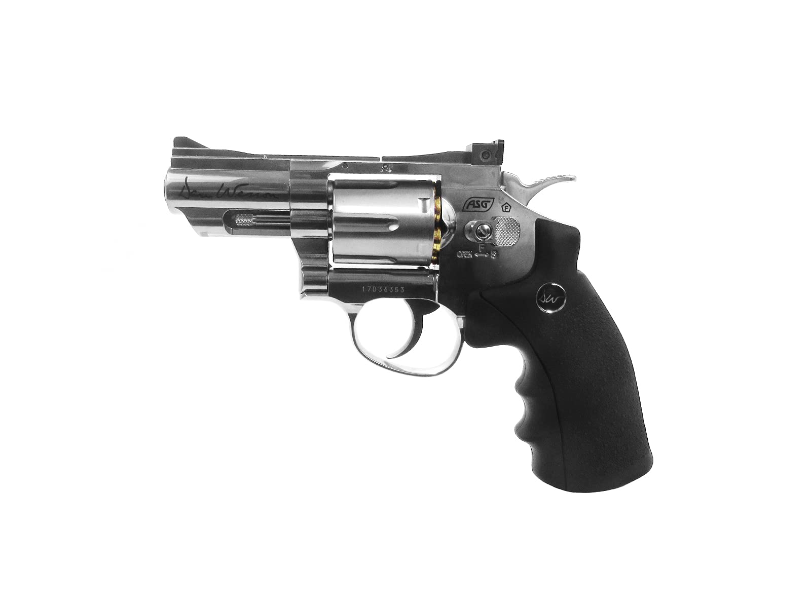 ASG Dan Wesson 2.5" Airgun - Double Action Trigger Adjustable Rear Sight Speed-Loader - .177 Cal/4.5mm CO2 BB Gun Pistols - 6 Cartridges Silver