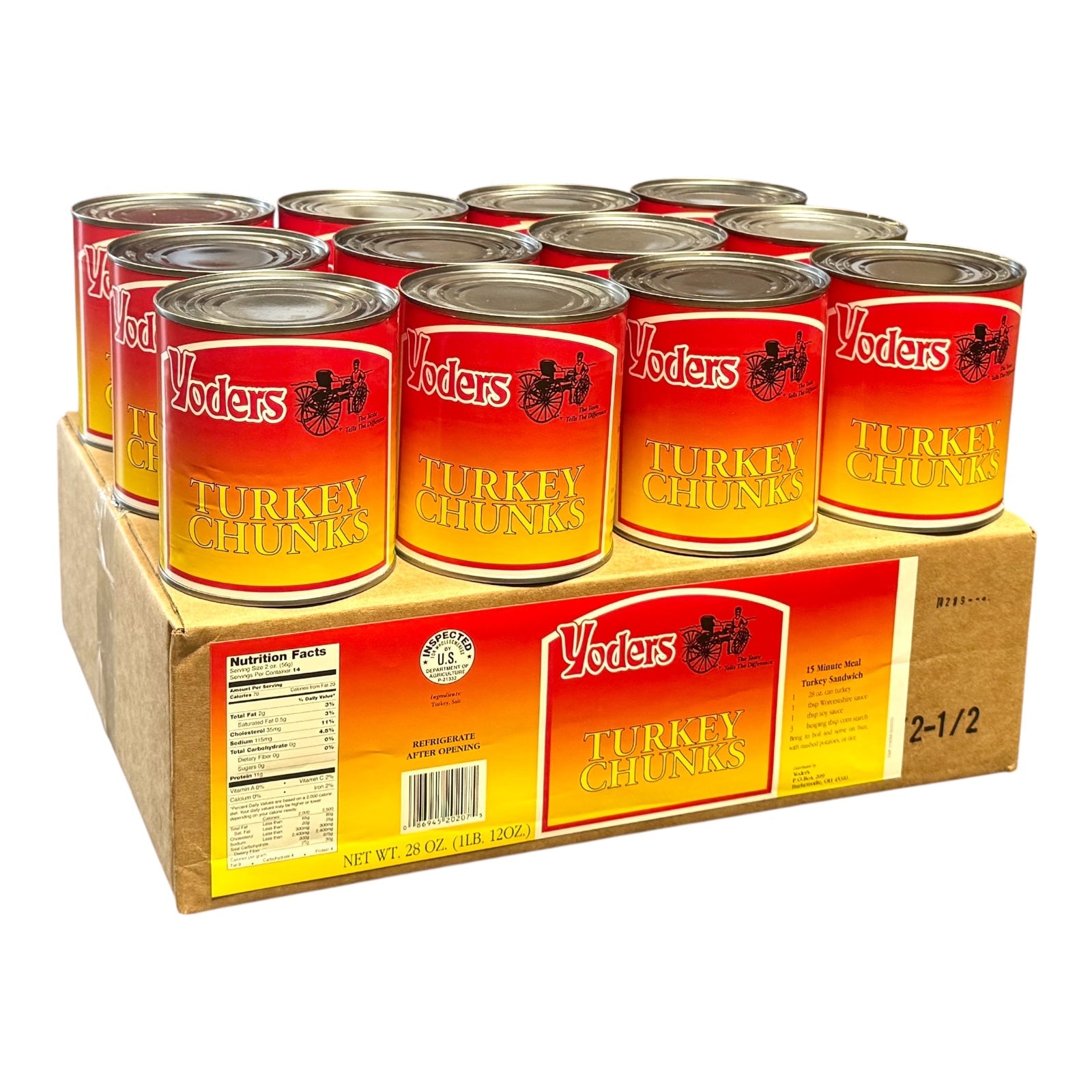 Case (12 Cans) of Yoder's fresh REAL Canned Turkey Chunks