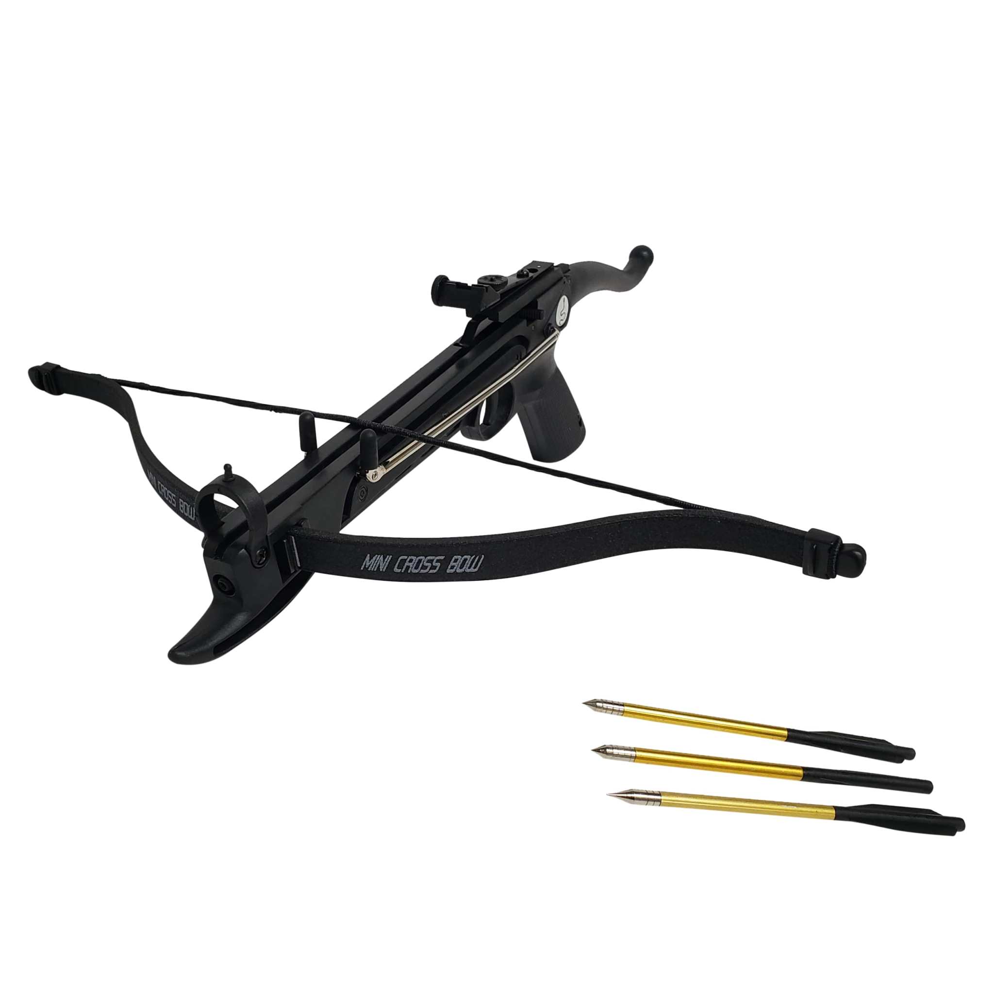 Southland Archery Supply SAS Rogue 80lb self-cocking pistol crossbow with adjustable sight and aluminum arrows