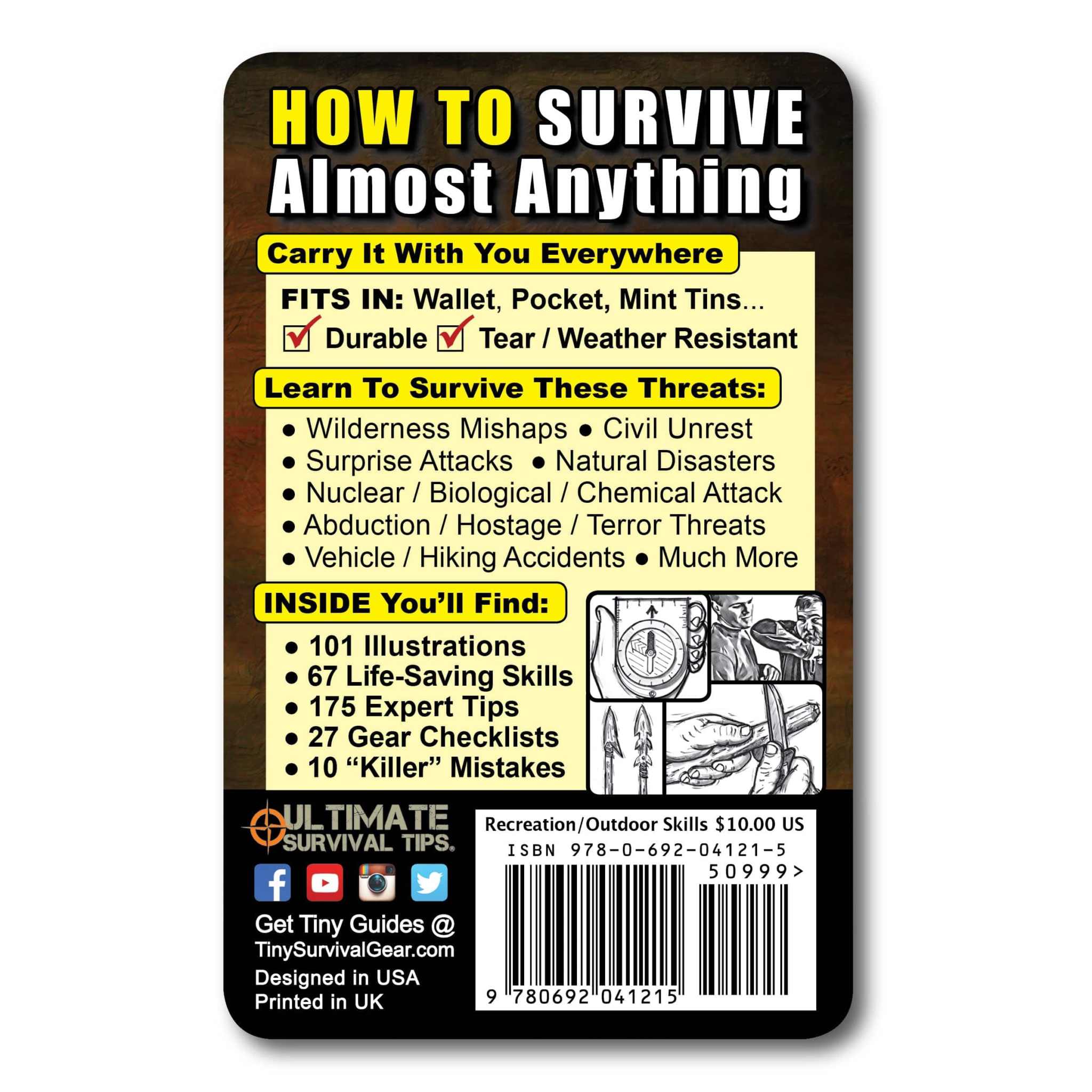 Ultimate Survival Tips Tiny Survival Guide Tiny Survival® Guide Tiny Survival Guide - Pocket Waterproof Reference | UST