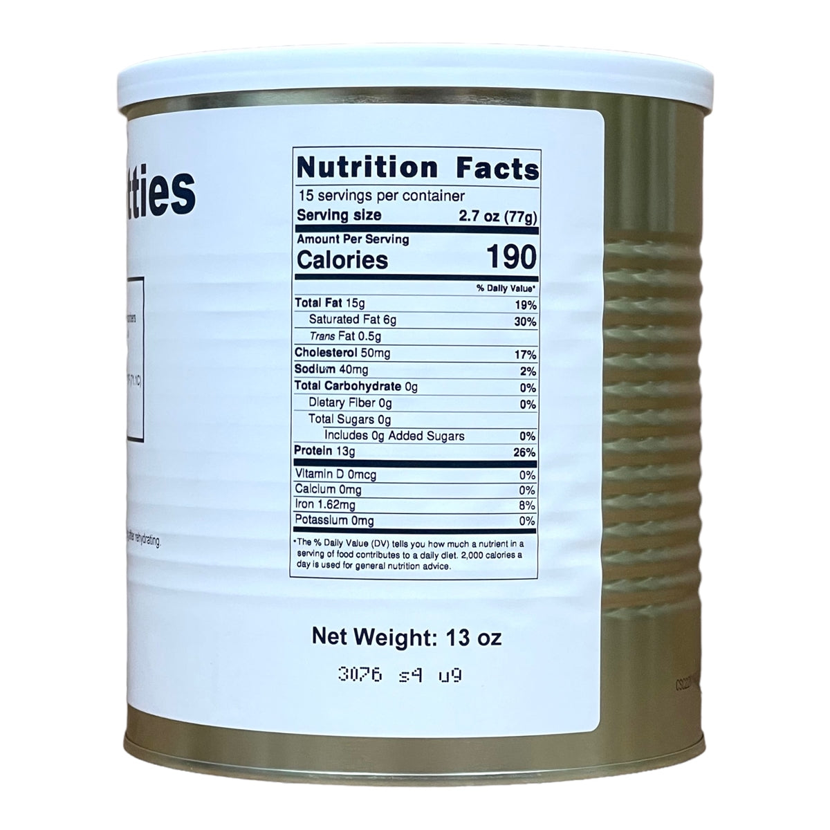 Military Surplus Freeze Dried Hamburger, Ground Beef Patties (13 oz)
