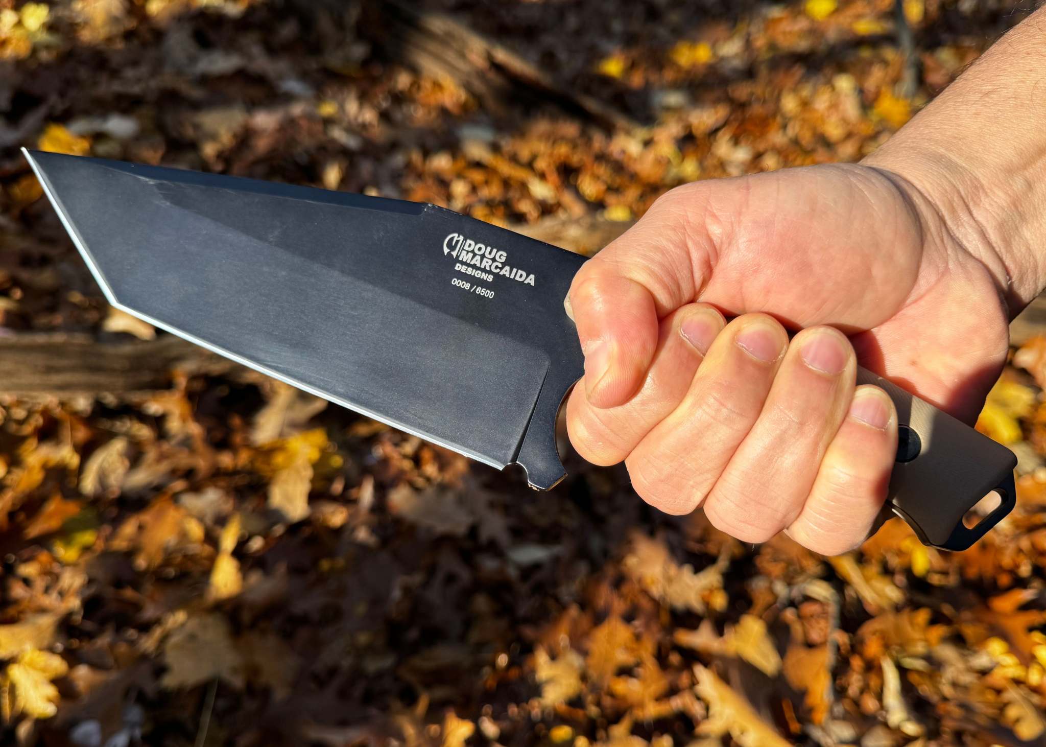 Doug Marcaida Cleaver large 8.5-inch stainless steel outdoor and self-defense knife with leather sheath