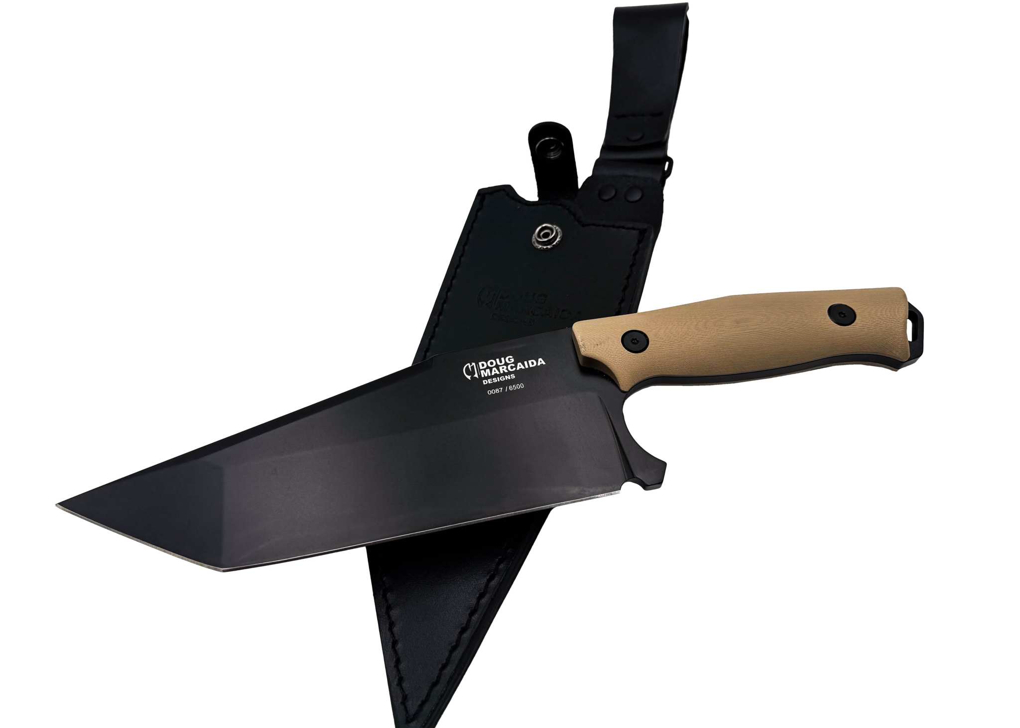 Doug Marcaida Cleaver large 8.5-inch blade with leather sheath for outdoor cooking and self-defense