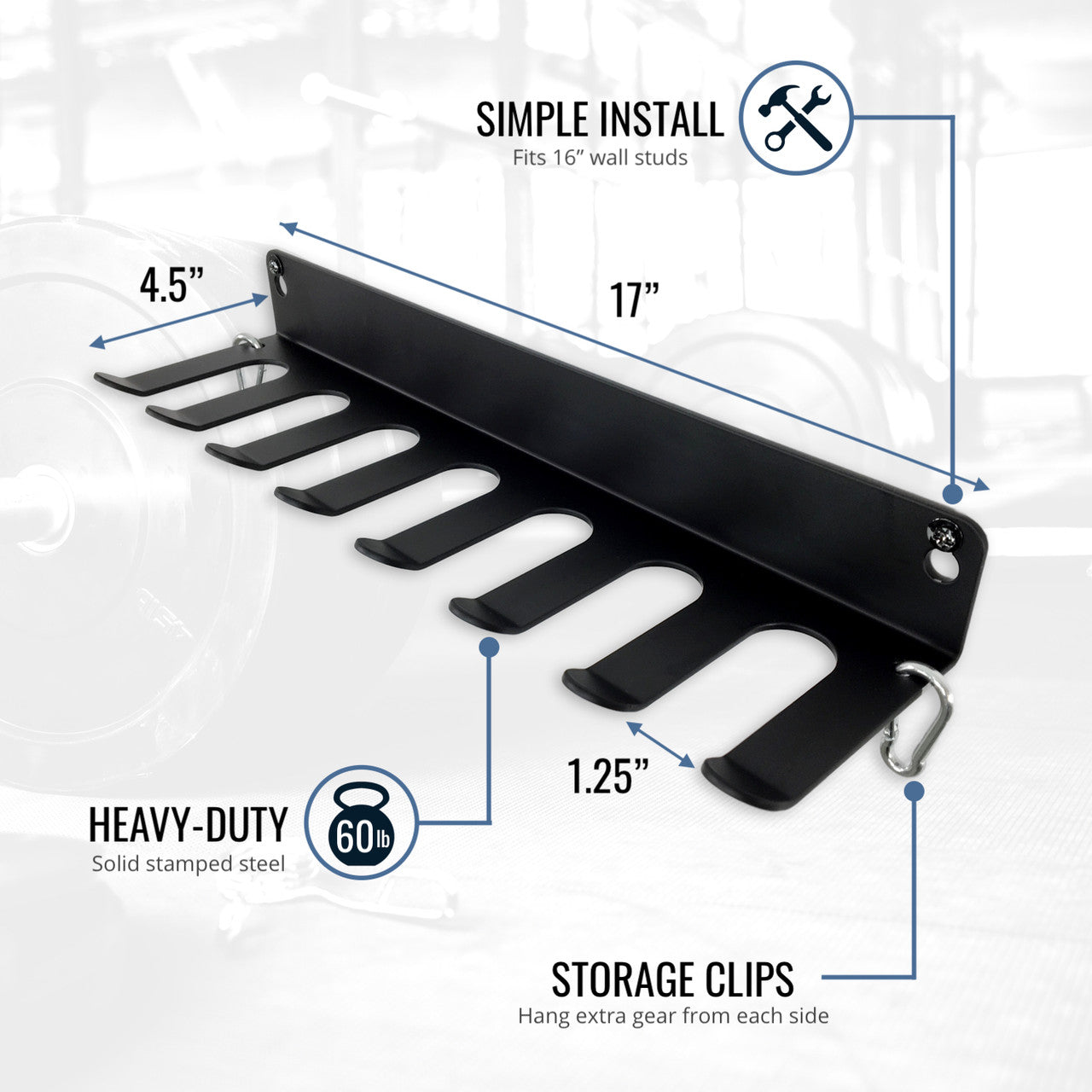 Gym Equipment Organizer for Bands, Jump Ropes, Foam Roller