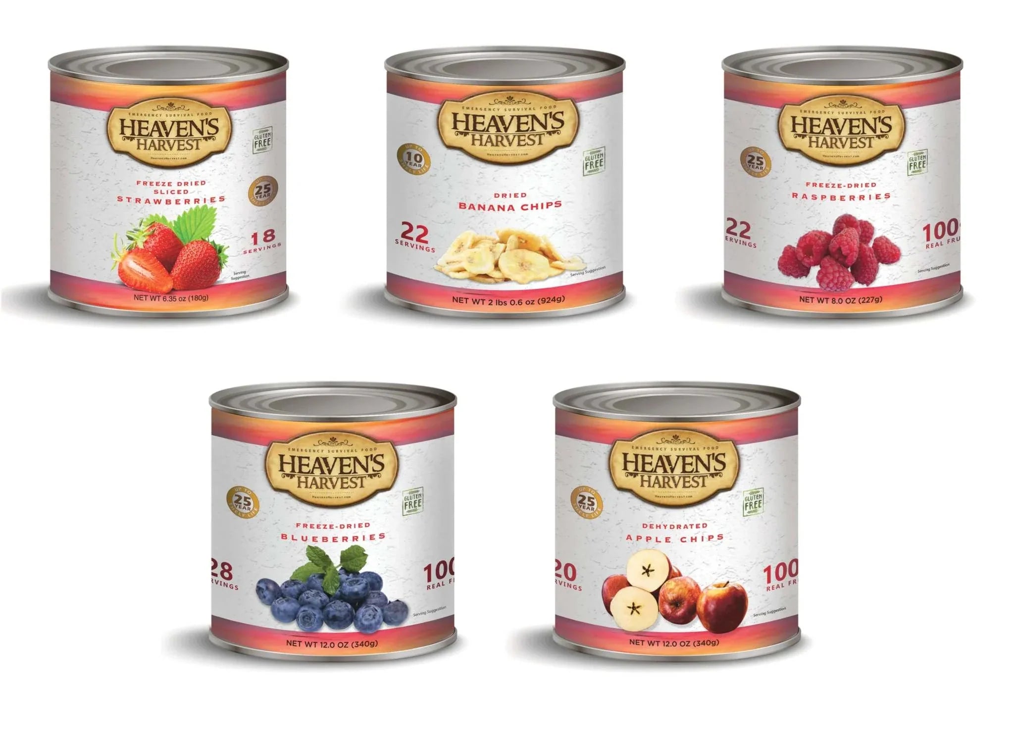 Fruit Bundle #10 cans with dehydrated and freeze-dried fruits for long-term storage