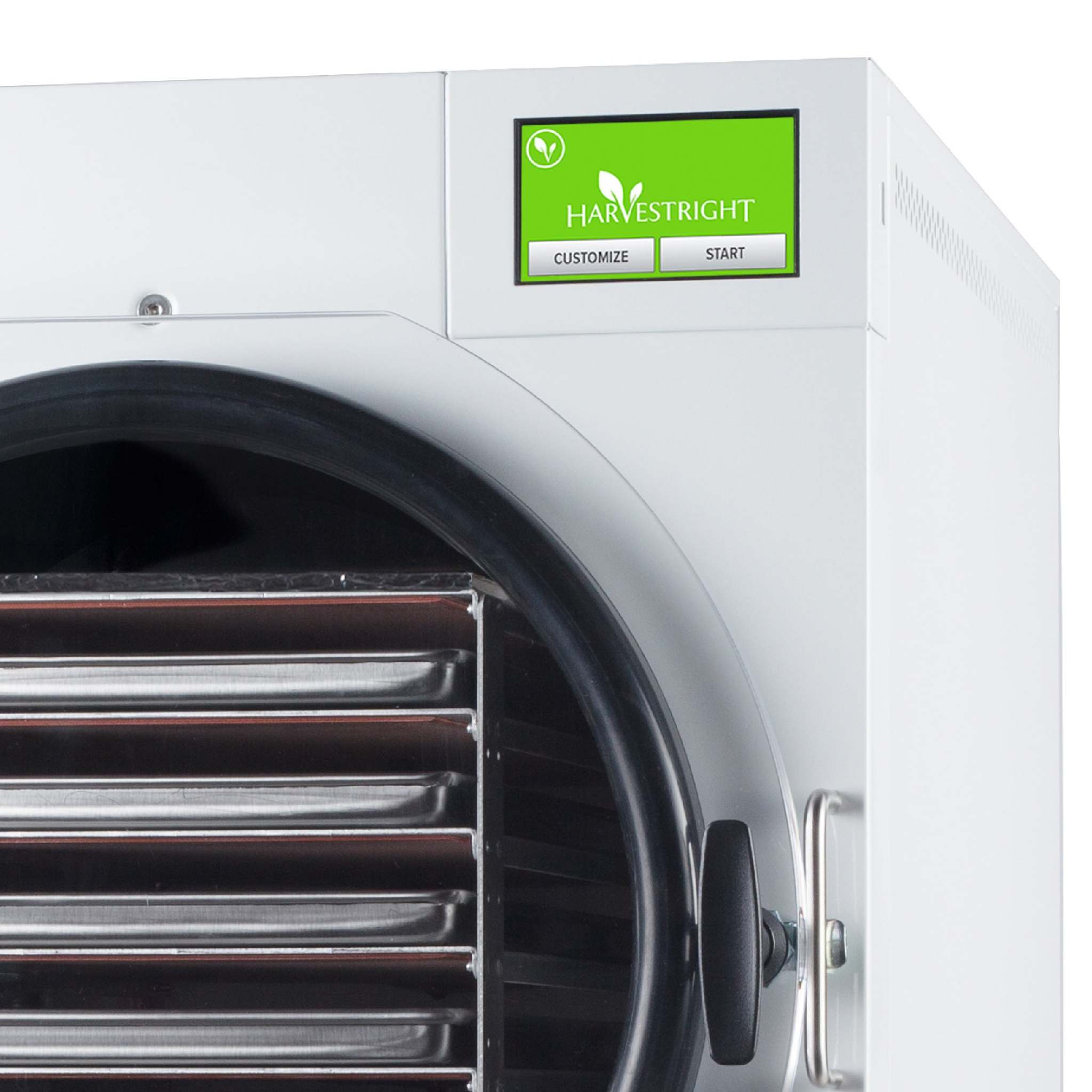 Large home freeze dryer in satin white with multiple trays for food preservation