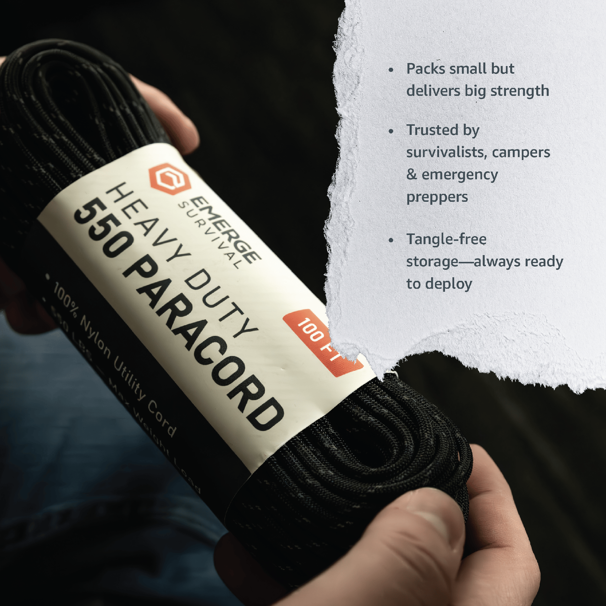 Emerge Survival Heavy Duty Paracord - 100ft. Heavy Duty Paracord - 100ft | Emerge Survival