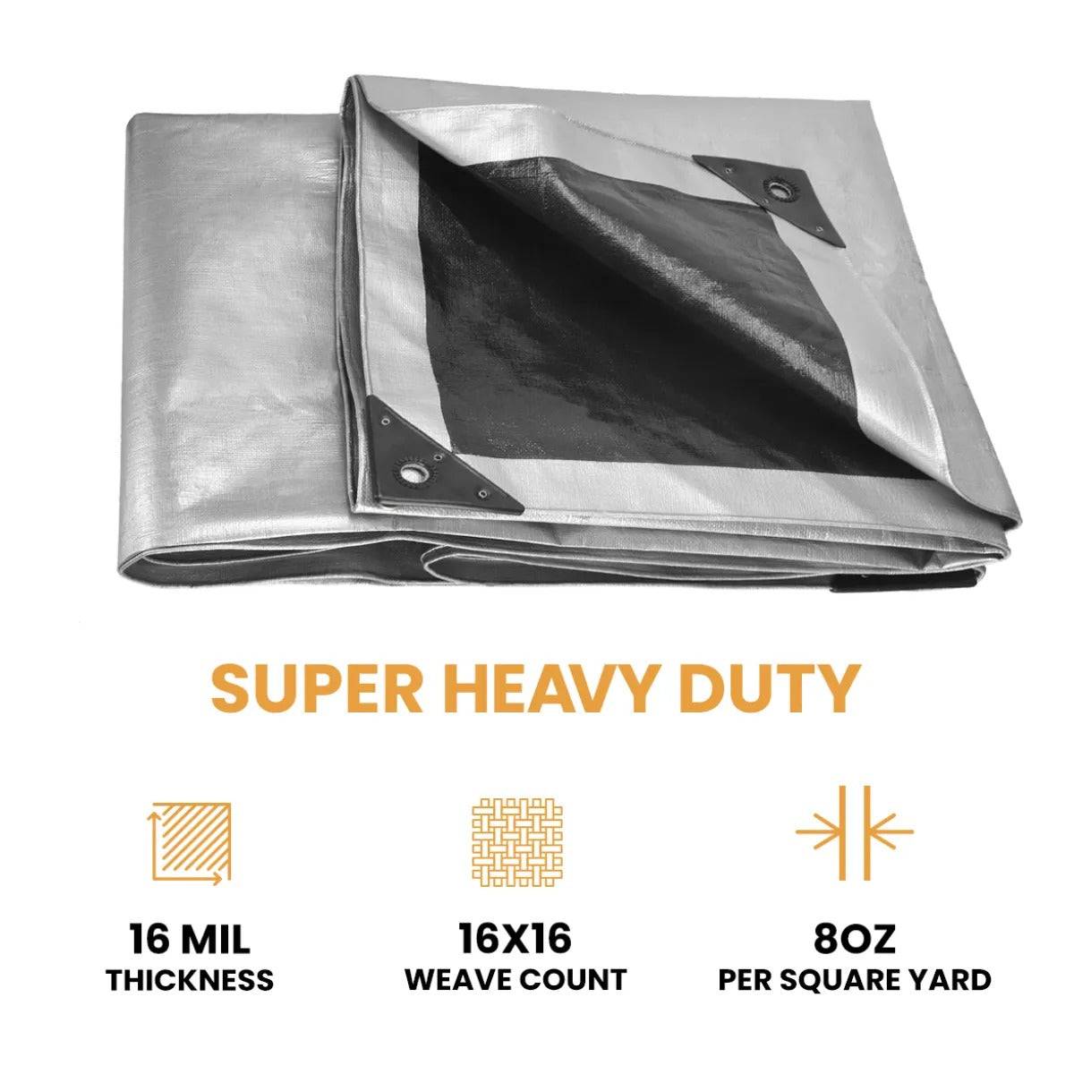 6' x 8' Super Heavy Duty Poly Tarp extra-reinforced mold resistant odorless