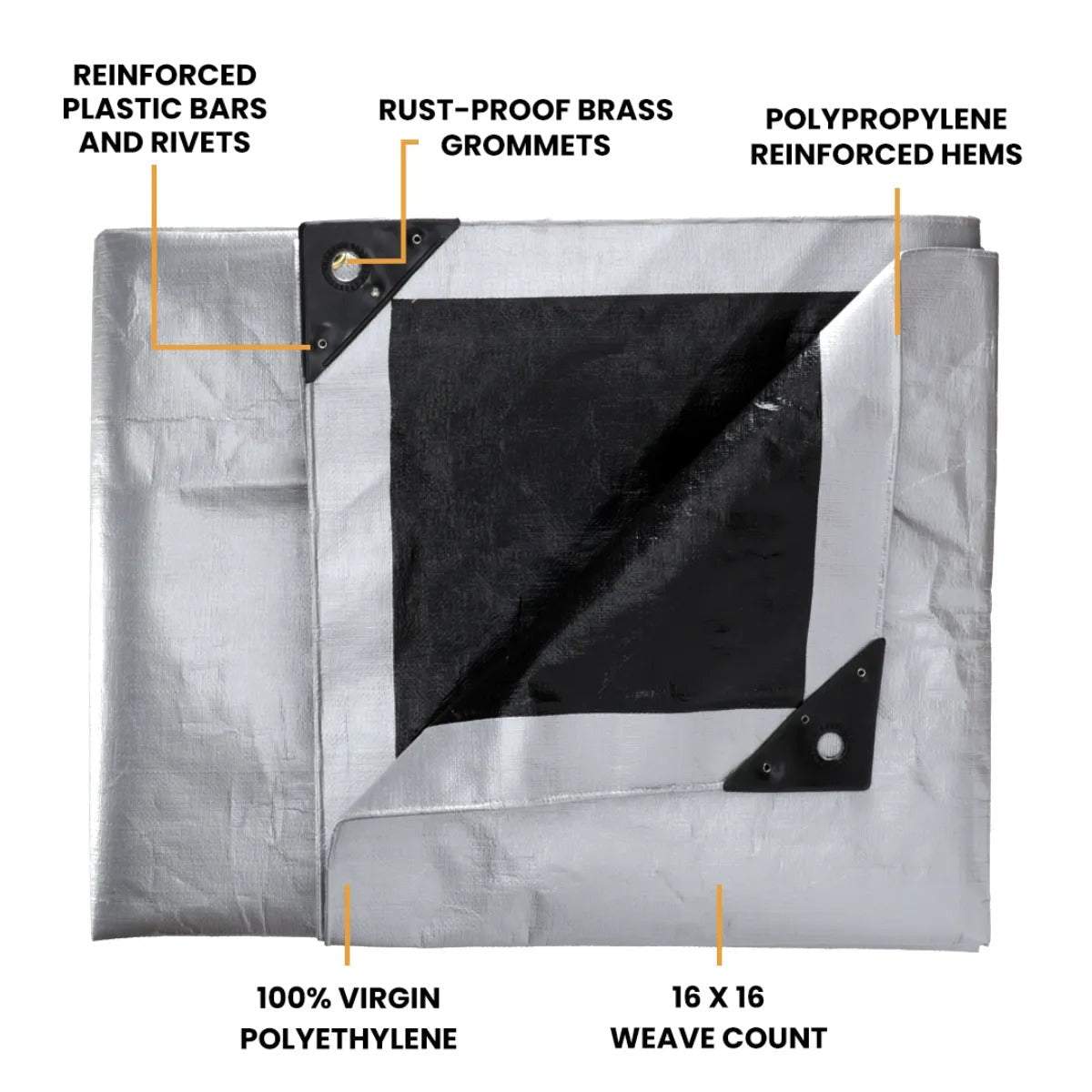 12’ x 12’ super heavy duty poly tarp extra-reinforced mold resistant odorless protection