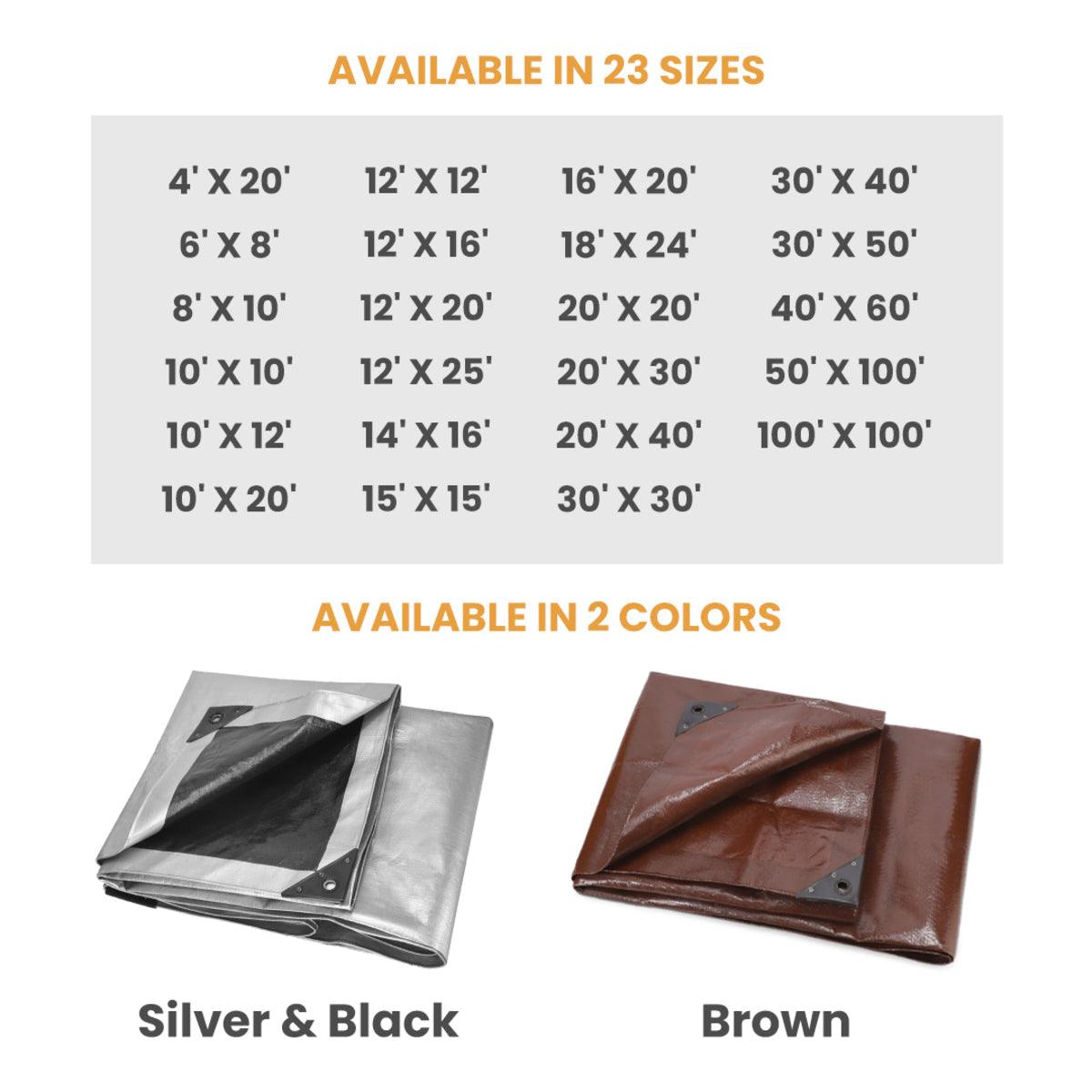 8’ x 10’ Super Heavy Duty Poly Tarp with reinforced corners and rust-resistant grommets for heavy-duty outdoor protection