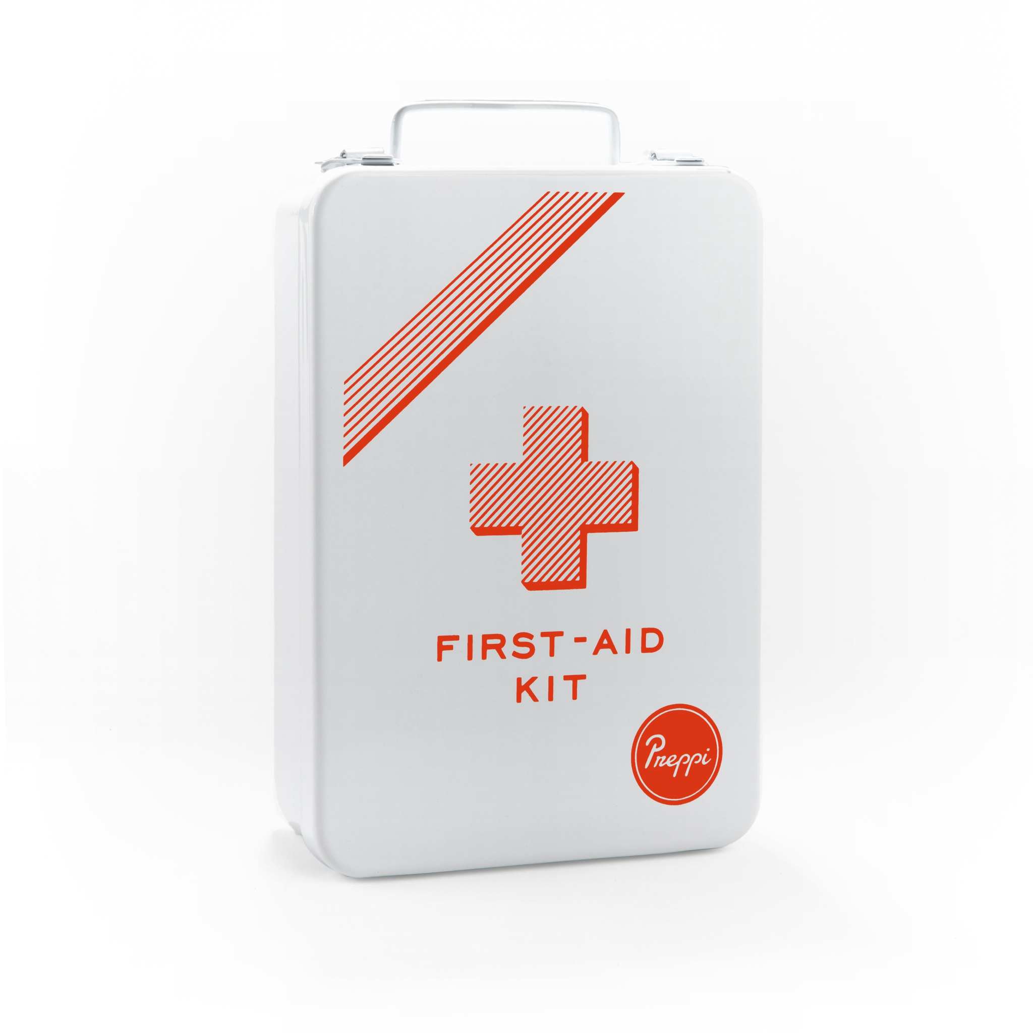 Preppi Metal First-Aid Kit compact waterproof steel case with organized emergency medical supplies