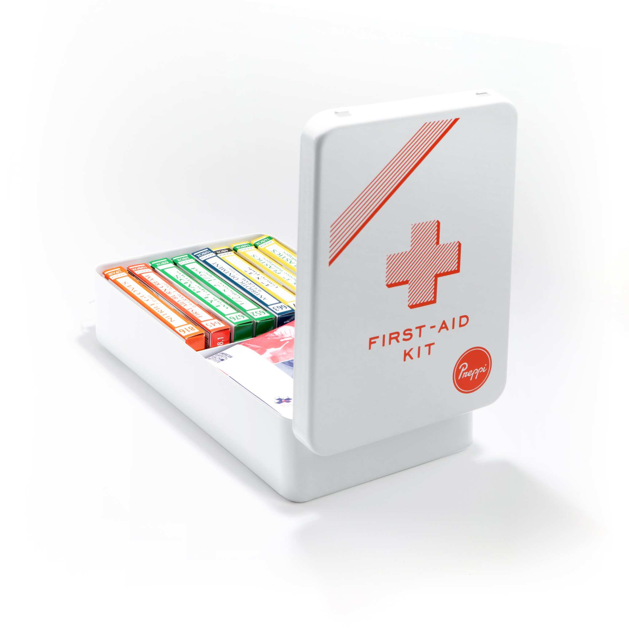 Preppi Metal First-Aid Kit compact waterproof steel case with organized emergency supplies for home and travel