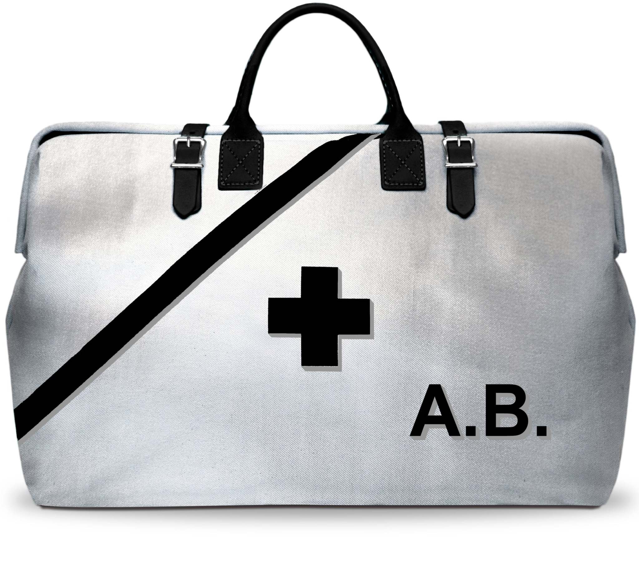 Preppi fireproof emergency bag made of aluminum canvas and leather with survival gear and first-aid supplies