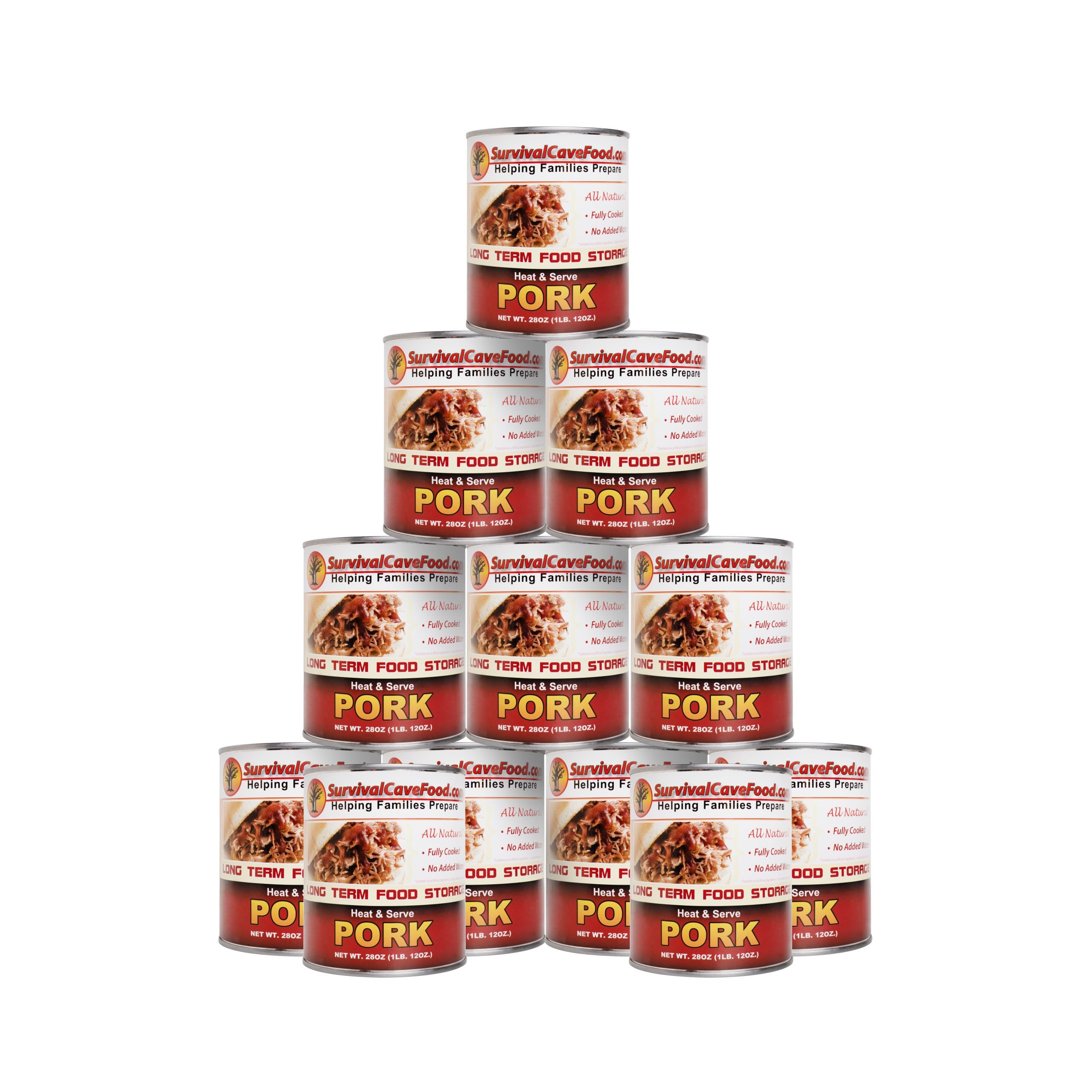 Survival Cave Pork 12 – 28 oz Cans – Ready to Eat Canned Meat