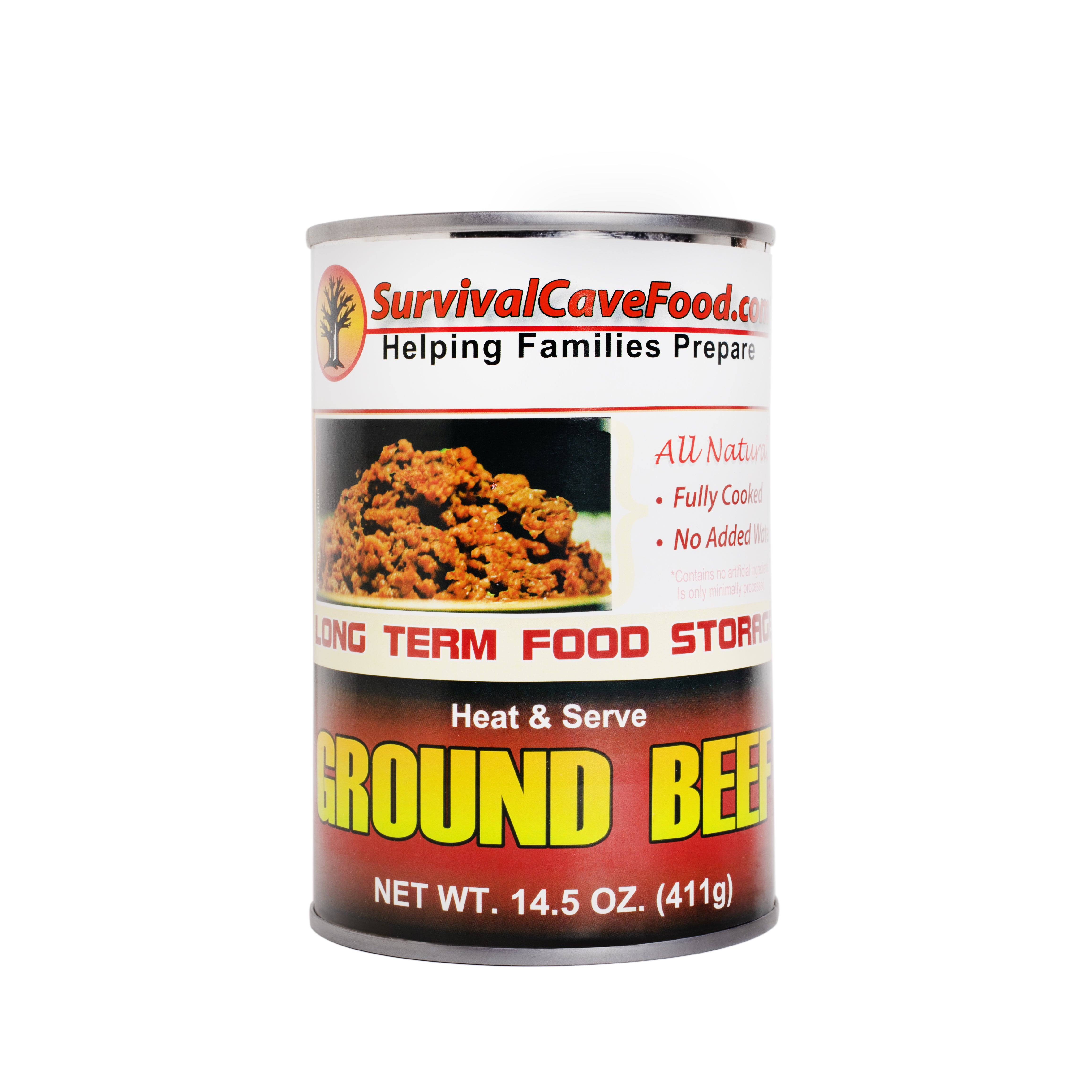 Survival Cave Ground Beef 12 – 14.5 oz Cans – Ready to Eat Canned Meat