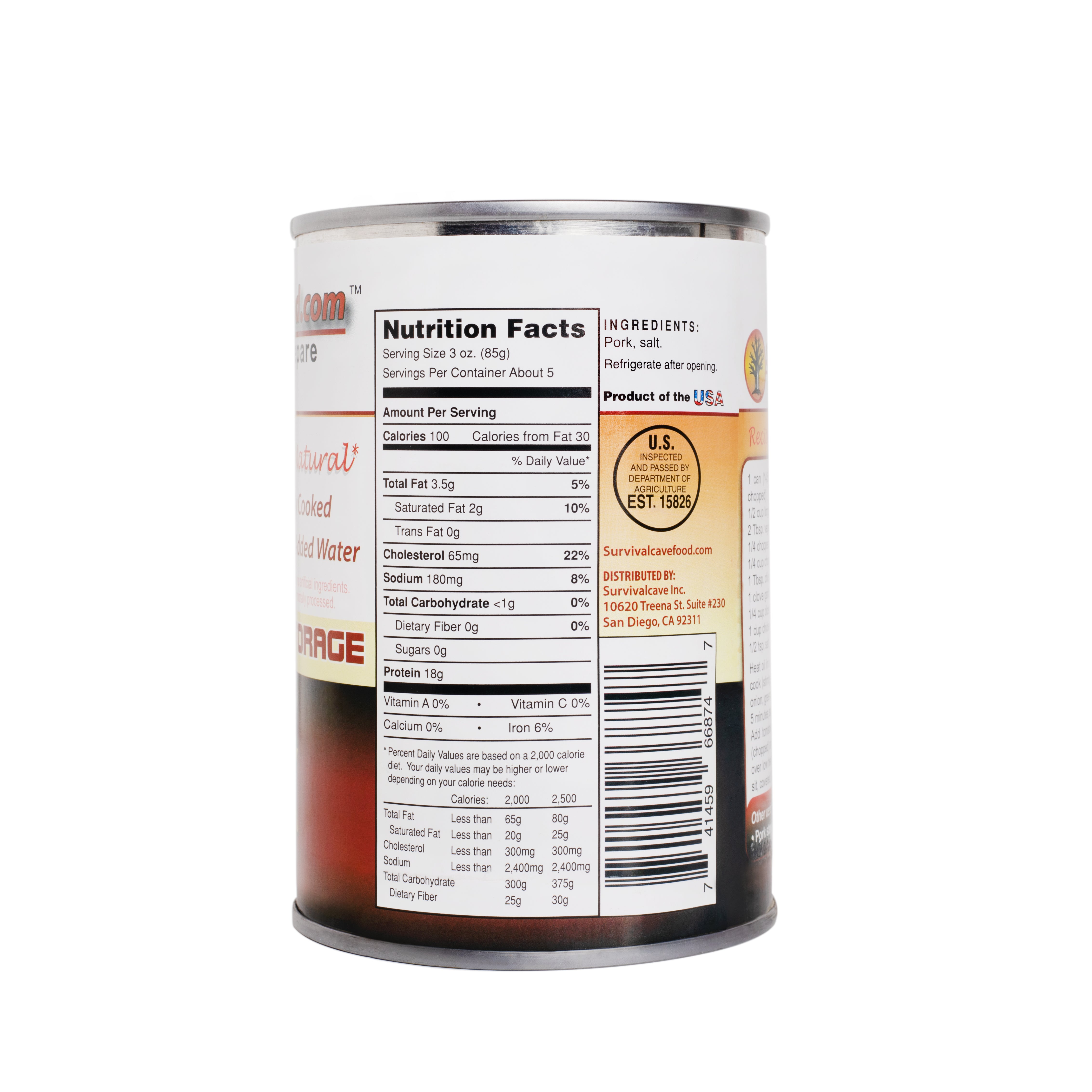 Survival Cave Pork 12 – 14.5 oz Cans – Ready to Eat Canned Meat