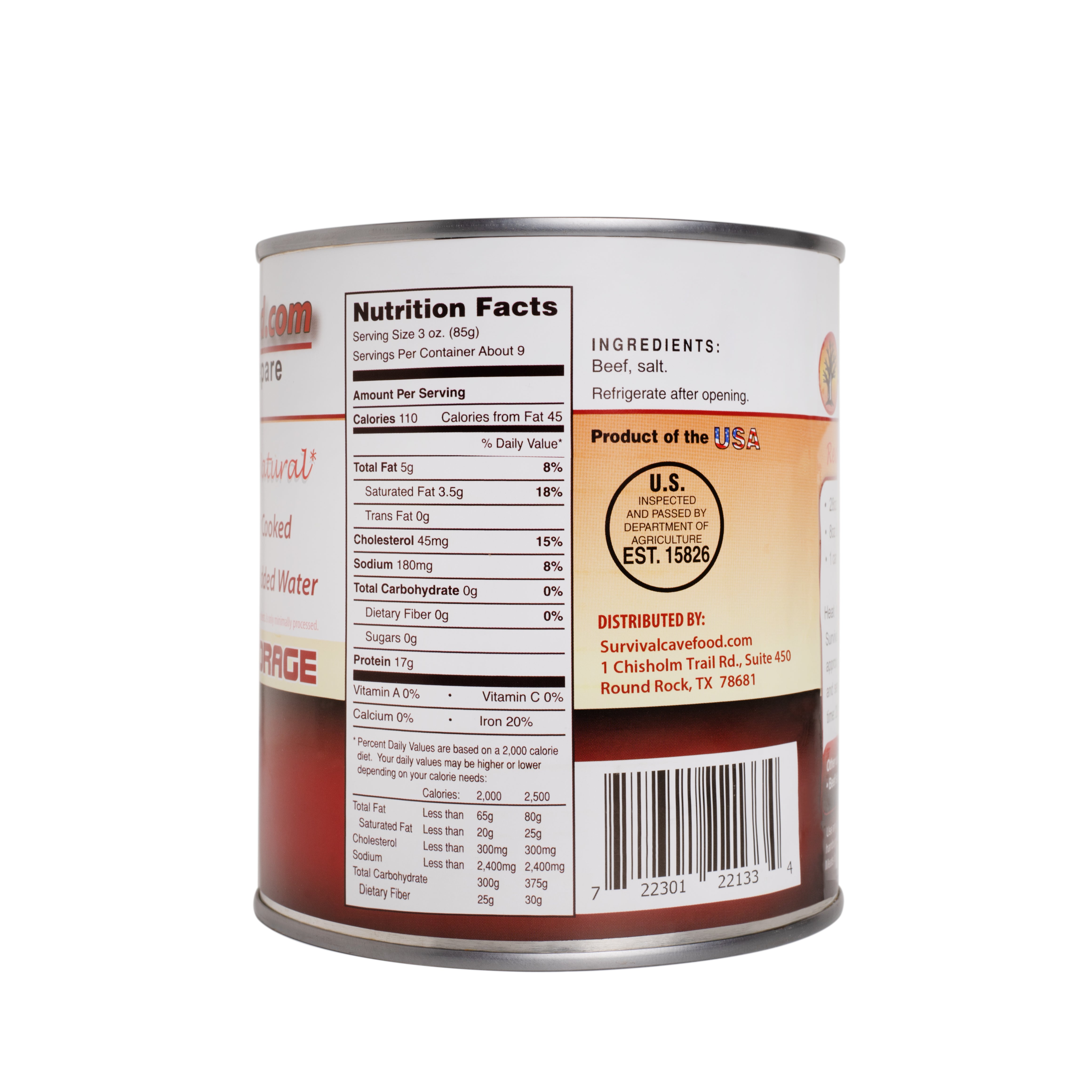 Survival Cave Beef 12 – 28 oz Cans – Ready to Eat Canned Meat