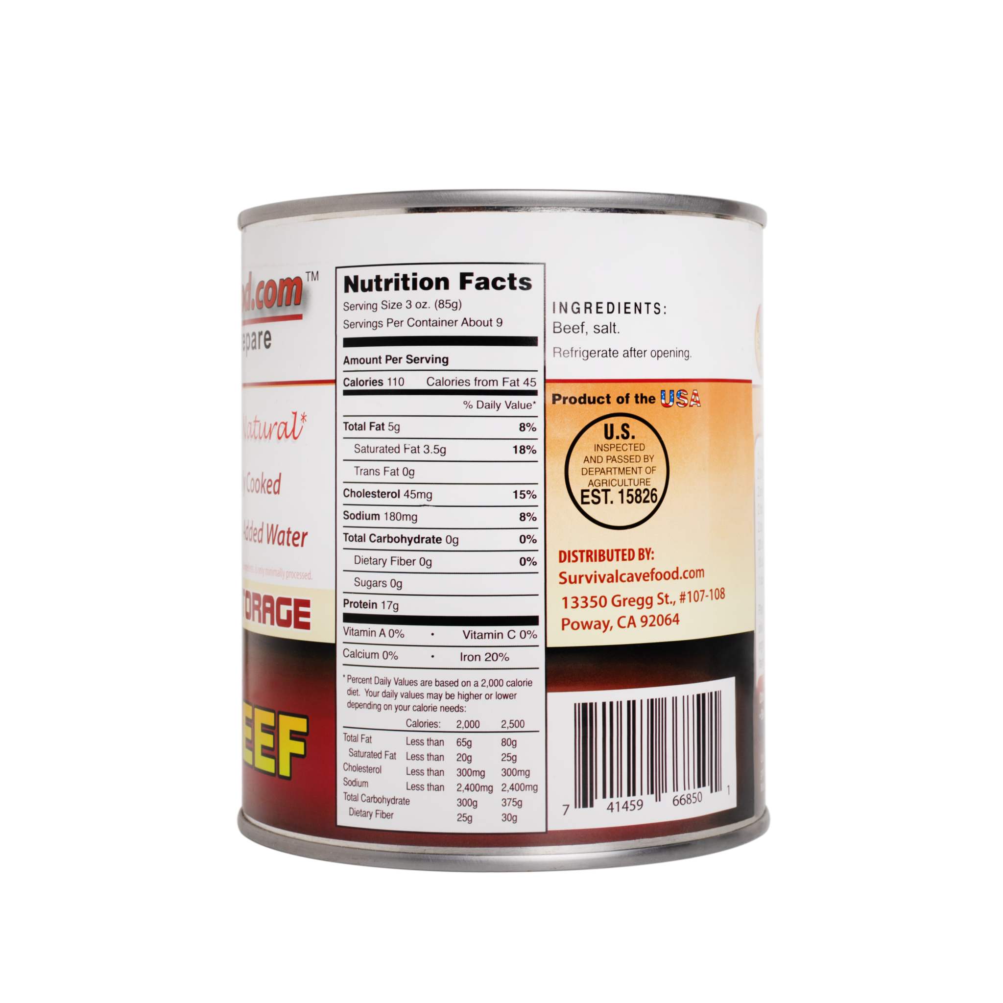 Survival Cave Ground Beef 12 – 28 oz Can – Ready to Eat Canned Meat