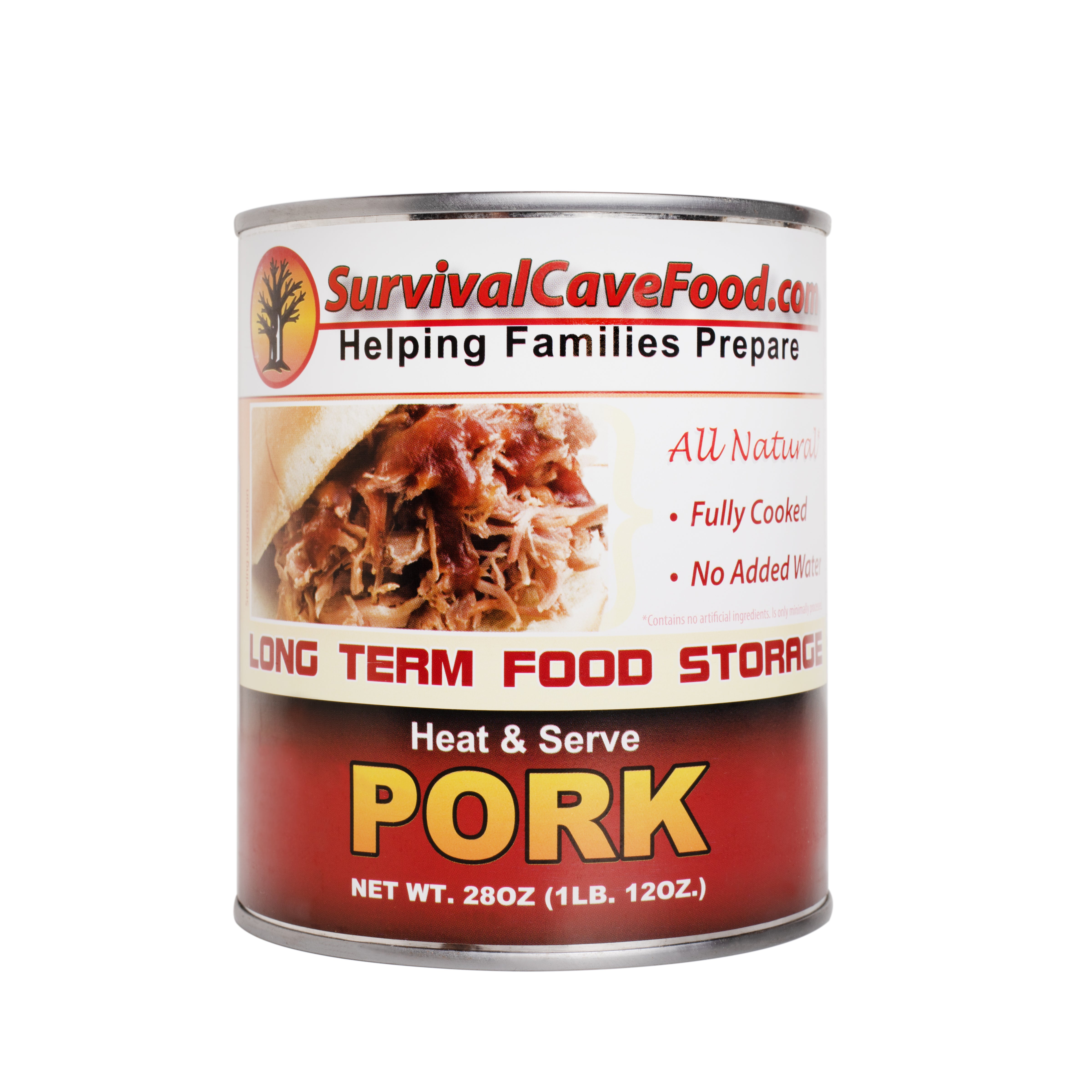 Survival Cave Pork 12 – 28 oz Cans – Ready to Eat Canned Meat
