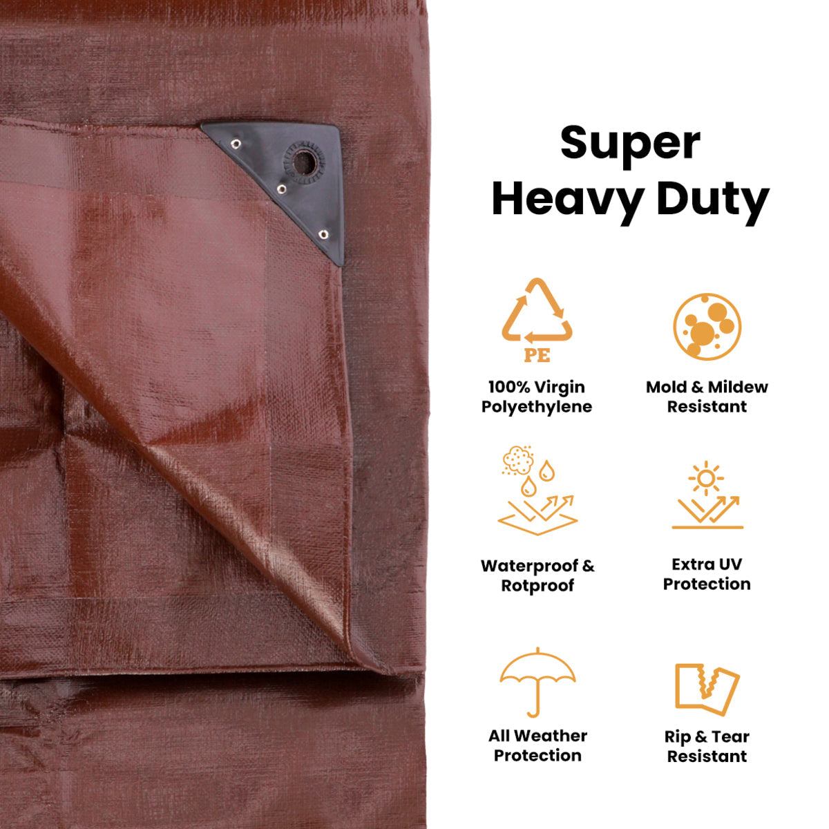 12' x 16' Super Heavy Duty Poly Tarp with reinforced grommets and UV-resistant coating for outdoor protection