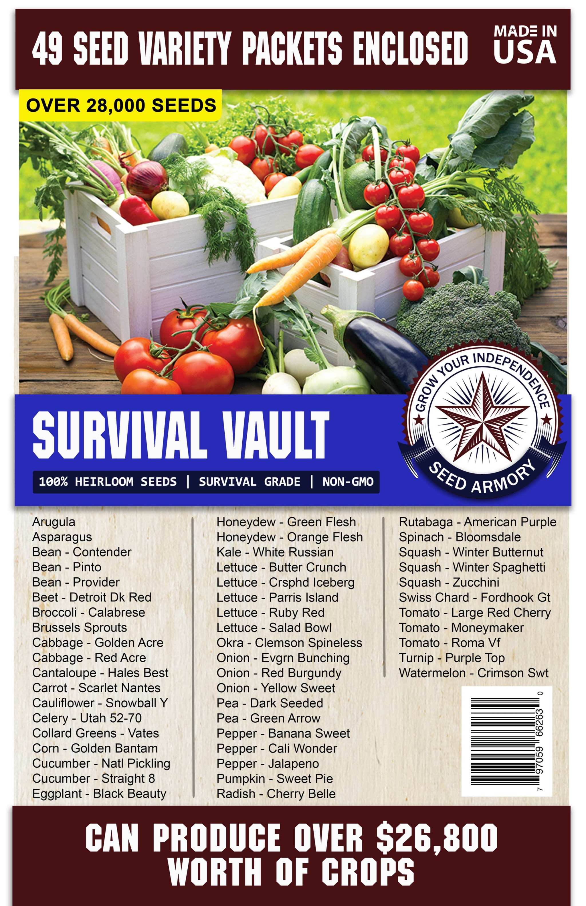 Seed Armory Survival Vaults Survival Heirloom Seed Vault - 49 Varieties Survival Heirloom Seed Vault - 49 Varieties | Seed Armory