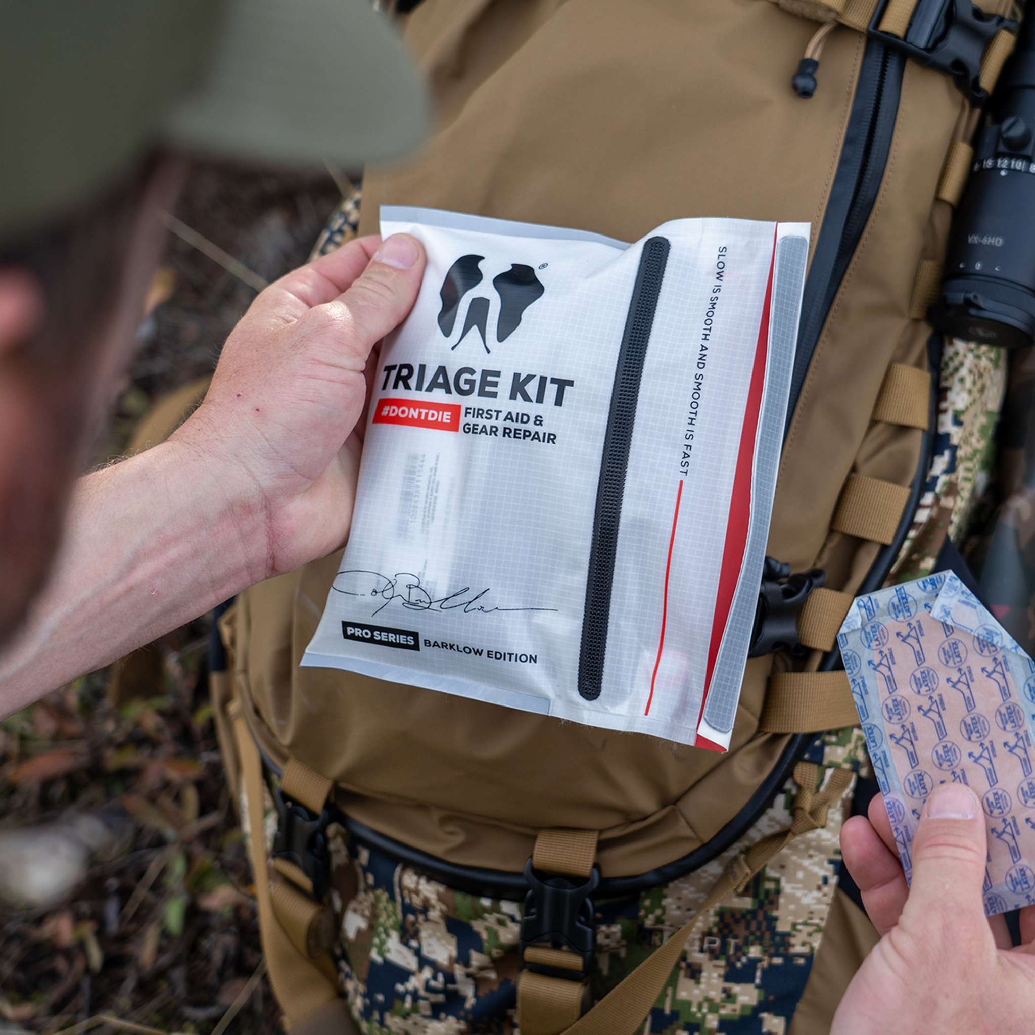 Compact featherweight Triage Kit for first aid and gear repair with expert-curated essentials and durable construction.