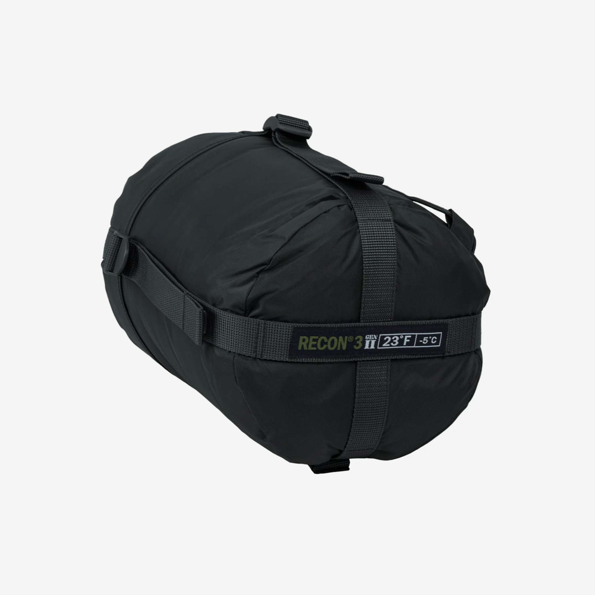 Recon 3 Sleeping Bag in olive drab with compression sack, military-grade, waterproof, insulated for 23°F use