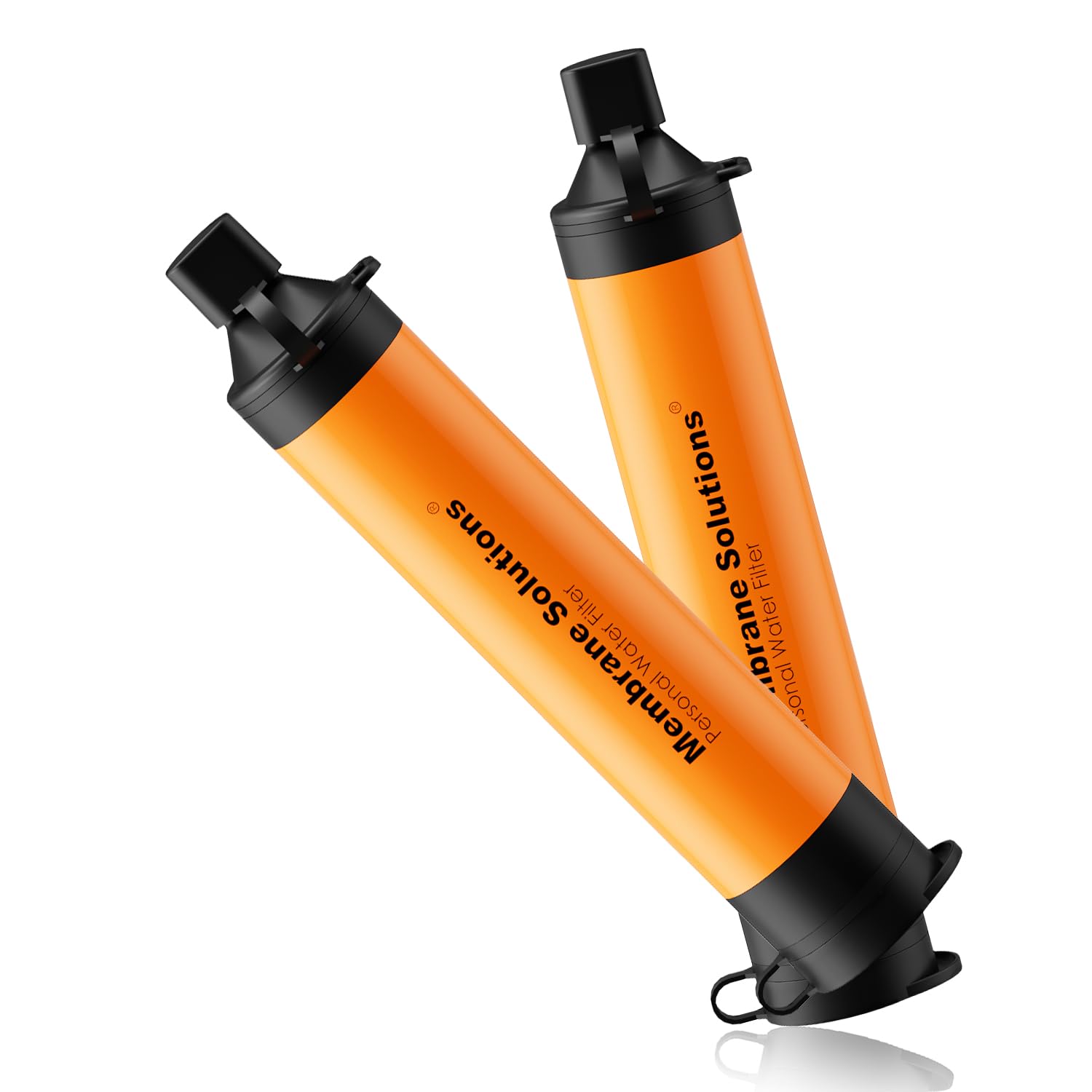 Membrane Solutions Personal Water Filter Survival Filtration Straw Portable Gear Emergency Preparedness Supply for Drinking Hiking Camping Travel Hunting Fishing Team Family Outing (Orange 1 Pack)