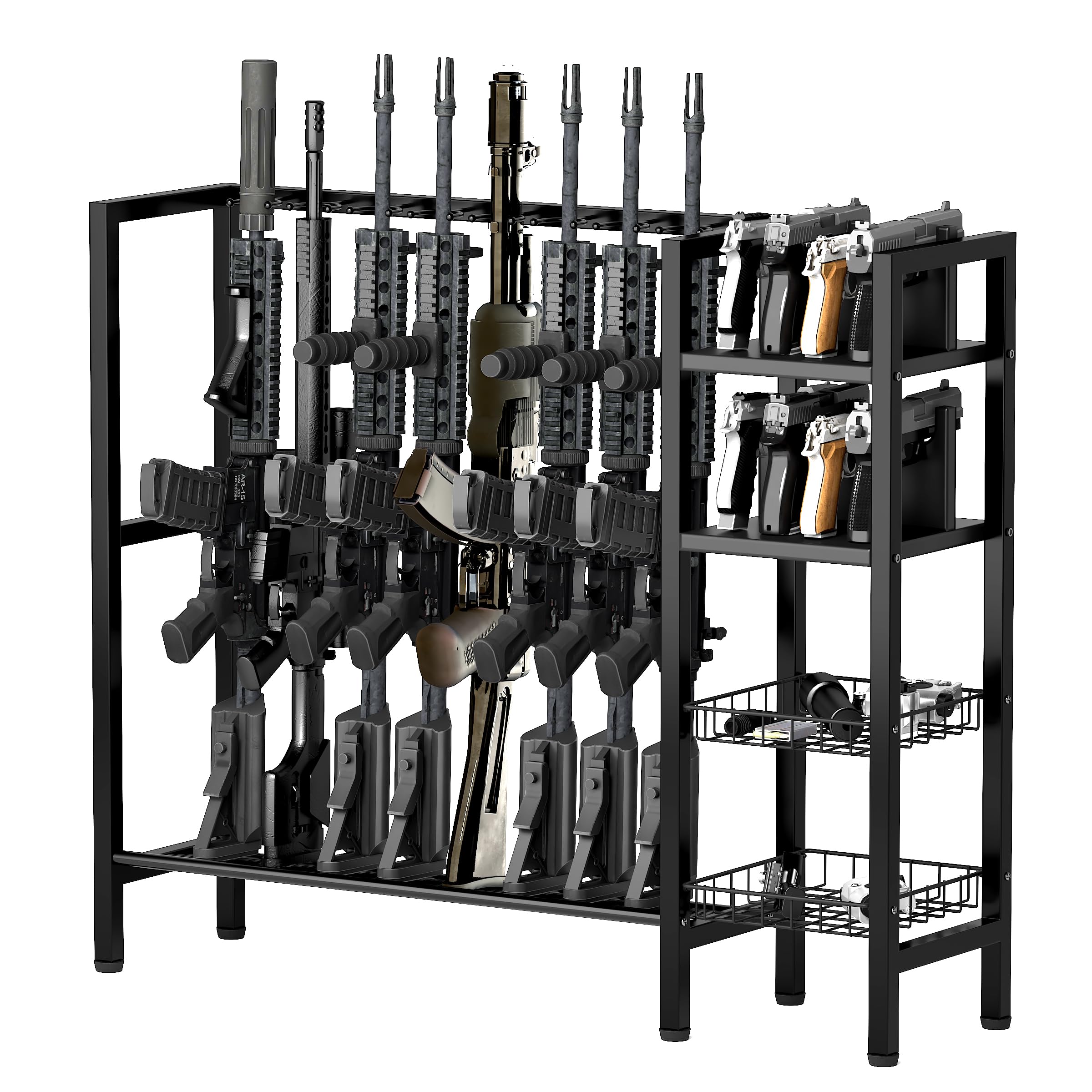 SINKHANUN Floor Gun Rack Stand Vertical Rifle Rack Freestanding Rifle Stand Display for Home Holds up to 8 Long Guns and 8 Handguns