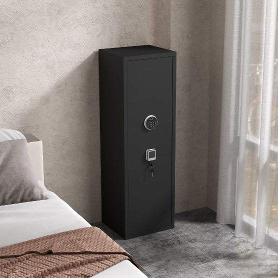 Large Biometric Gun Safe with 3 Pistol Pouches & Adjustable Stand