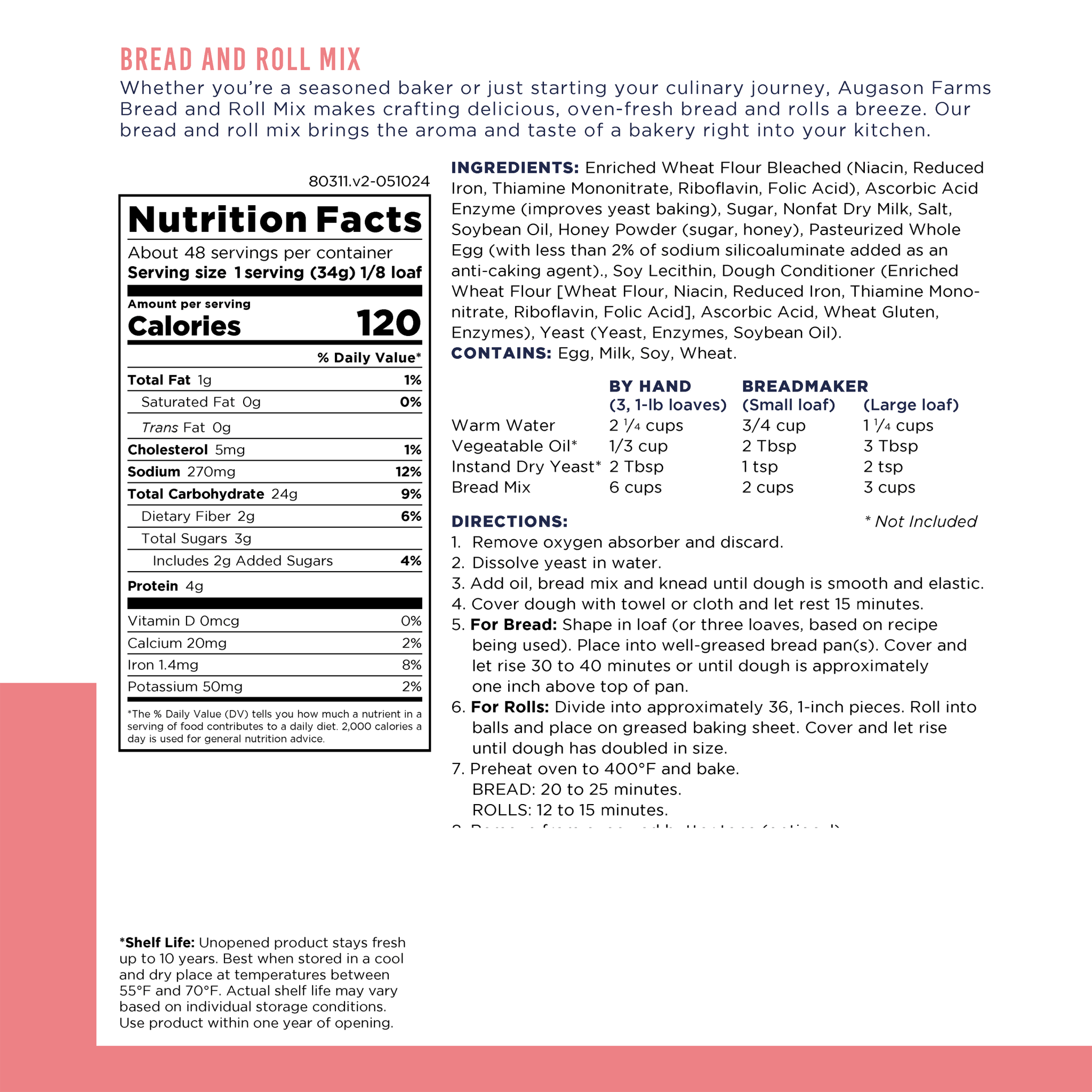 Bread and Roll Mix Can, 48 Servings