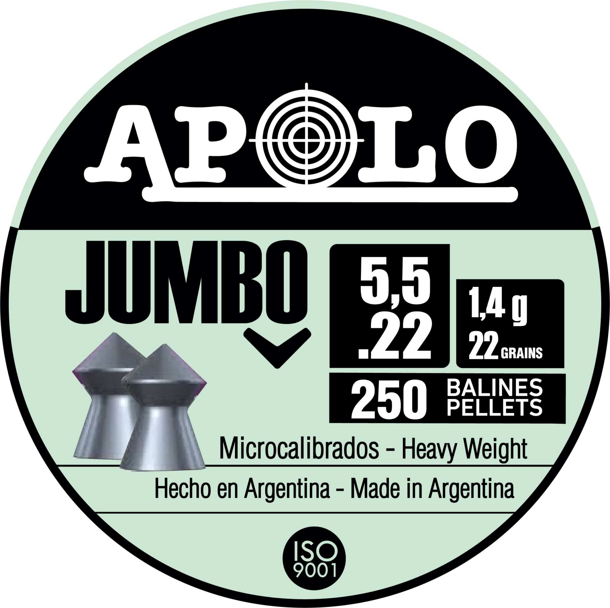 Apolo Jumbo Airgun Pellets 5.5mm .22 caliber E19921 silver packaging